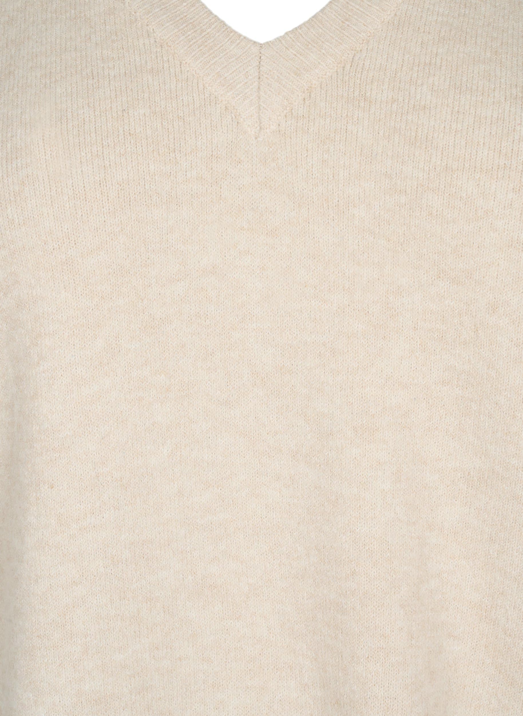 Zizzi Strickpullover Große Größen Melange V-Ausschnitt