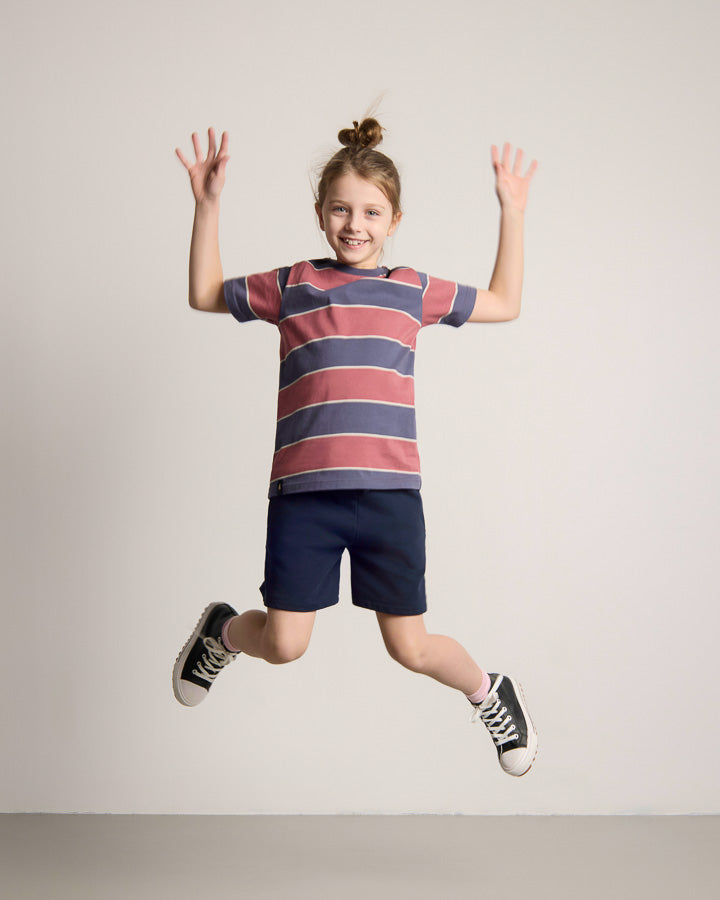 NIKIN TreeShirt Striped Kinder T-Shirt Dark Ink-Blush Bio 122/128