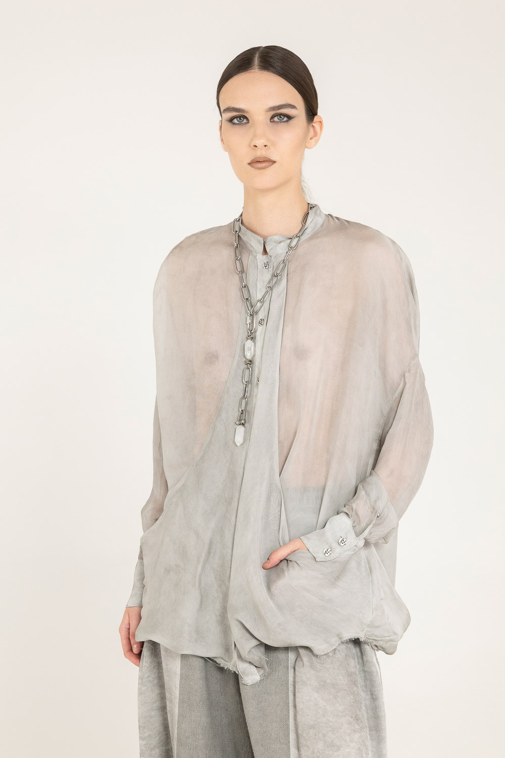 Sanctamuerte Camicie Boxy Bluse Viskose Weit Taschen