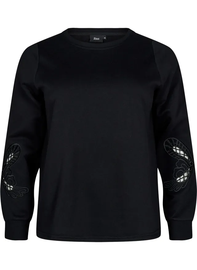 Zizzi Sweats Sweatshirt Stickerei Cut-Outs große Größen