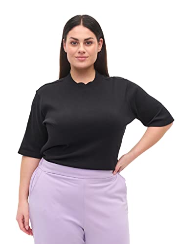 Zizzi Bluse Damen High Neck Baumwolle Halbarm