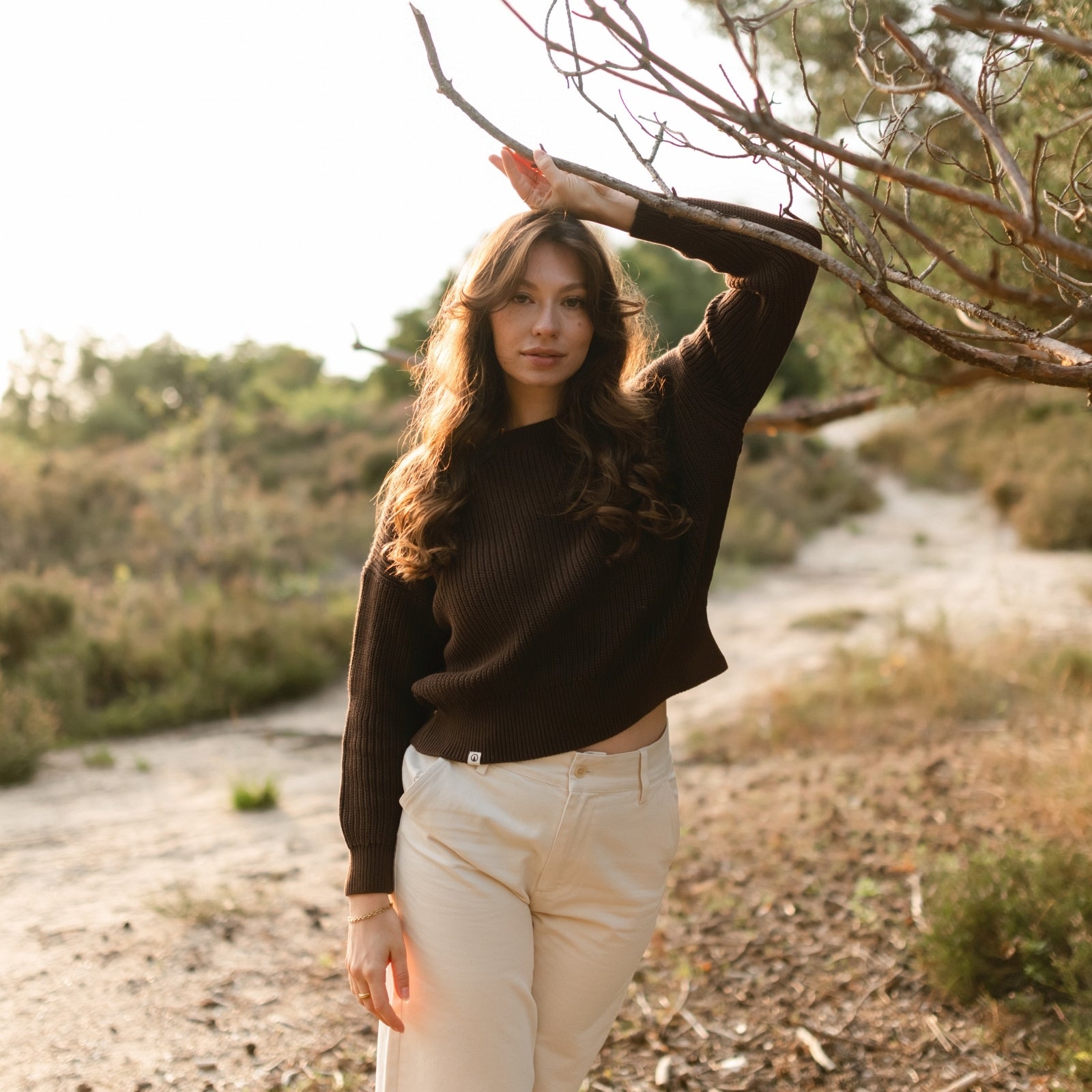 NORDLICHT Mara Grobstrick Pullover Braun Bio-Baumwolle