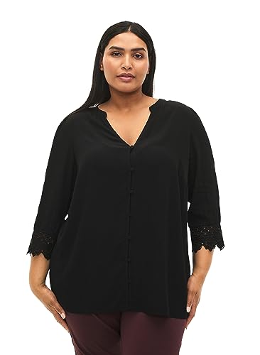 Zizzi Blouses & Shirts Hemd V-Ausschnitt Spitze 7/8-Arm