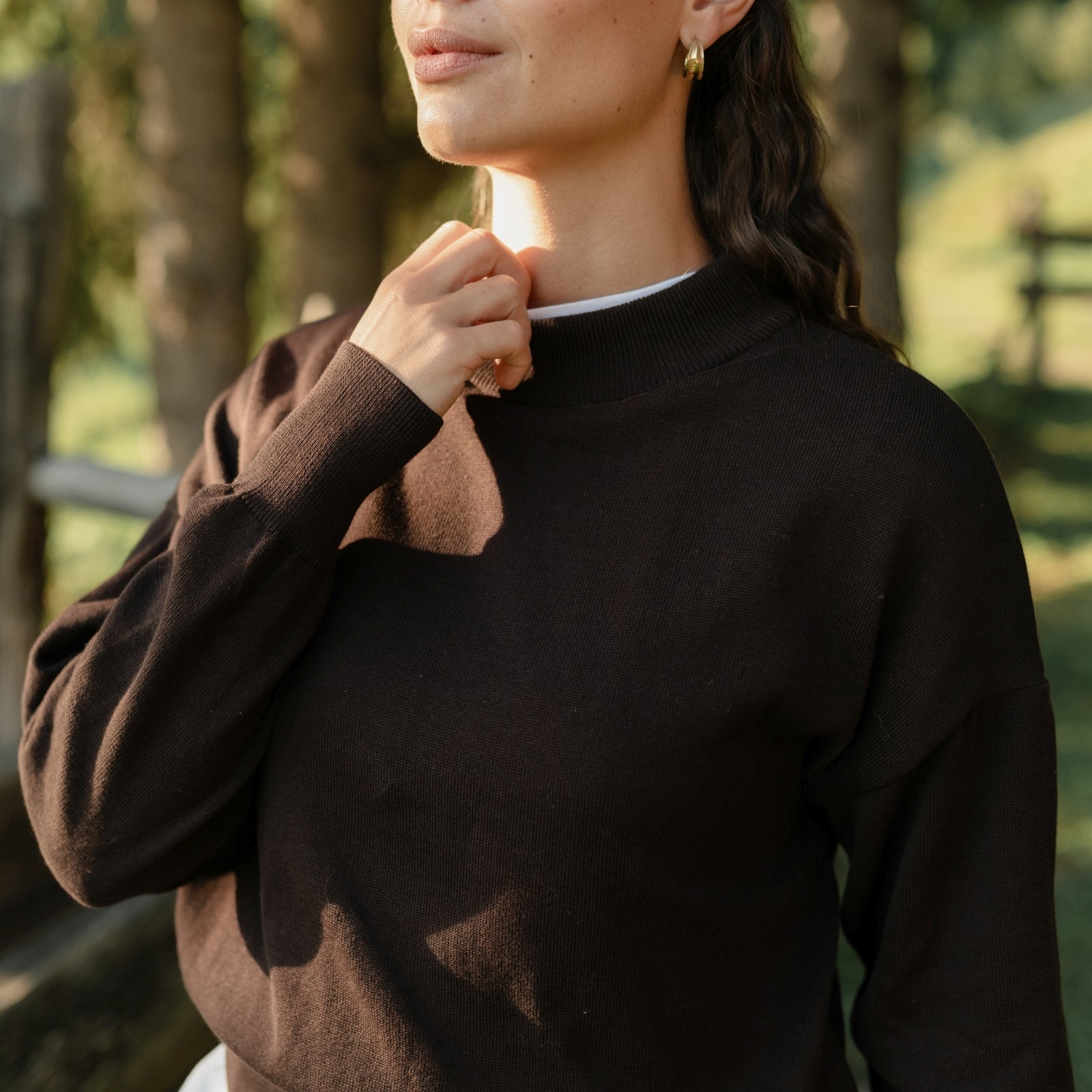 Nordlicht Tarja Feinstrick Pullover Dunkelbraun Bio