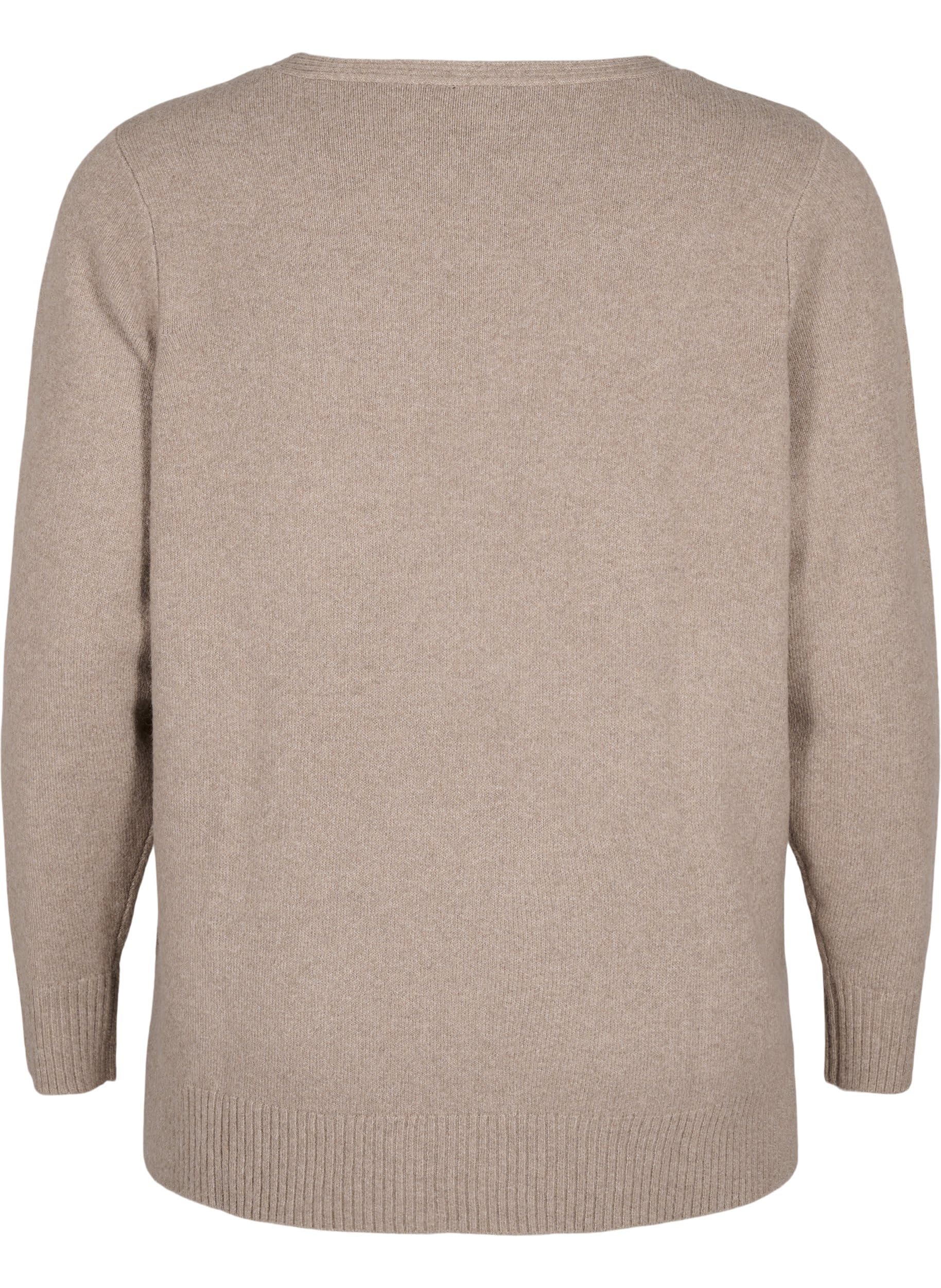Zizzi Strickbluse V-Ausschnitt Rippstrick Gr.42-60