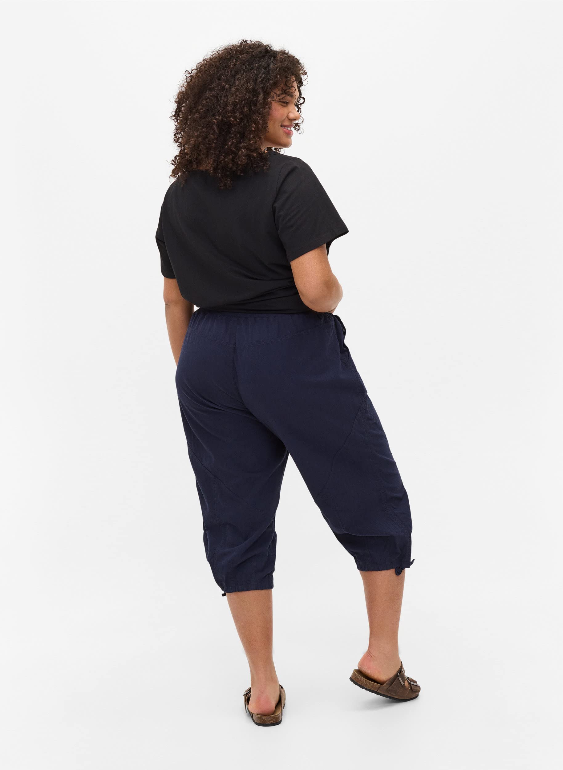 Zizzi Hose Capri 3/4 Damen Baumwolle mit Taschen