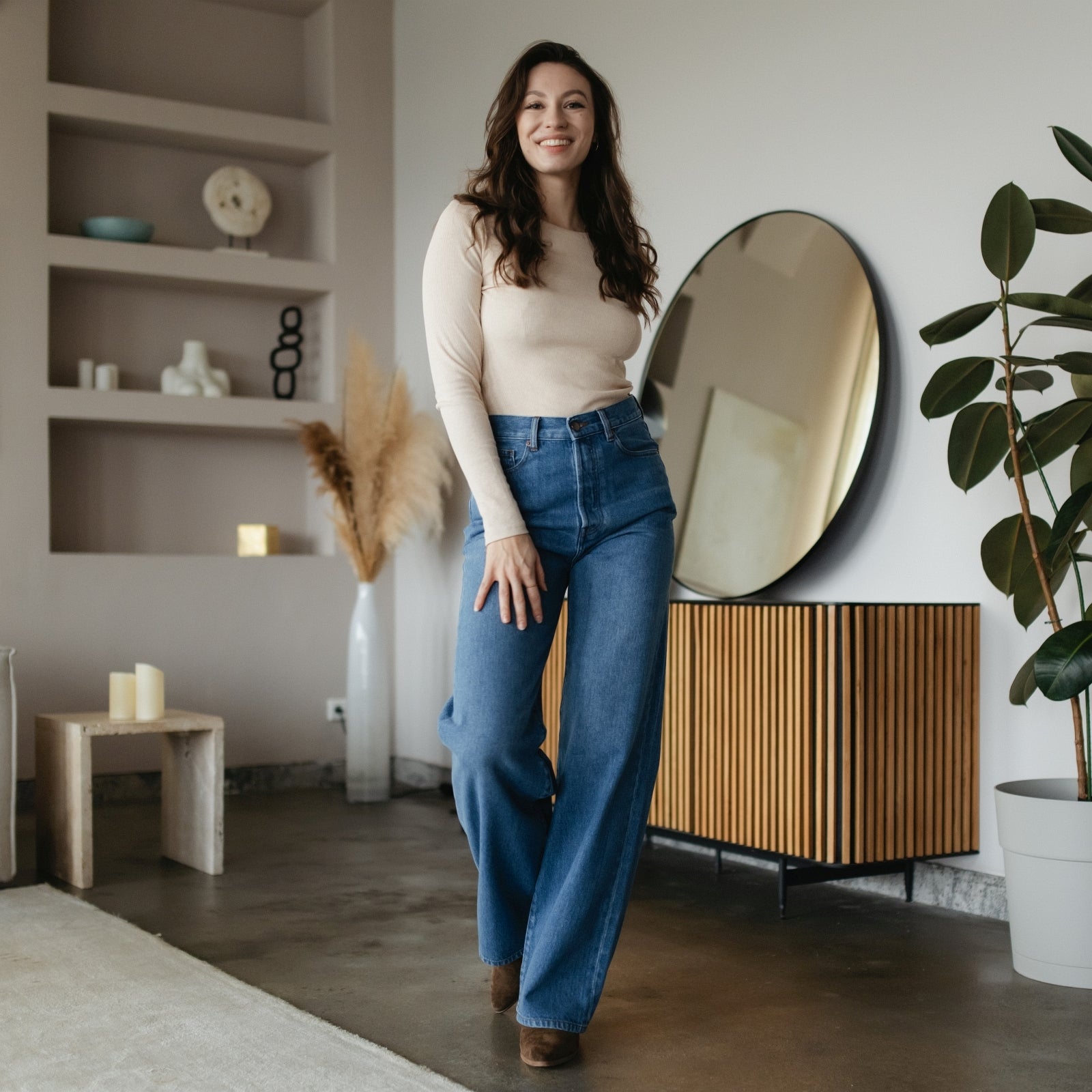 NORDLICHT Dilja Jeans Hose blau High Waist Bio-Baumwolle