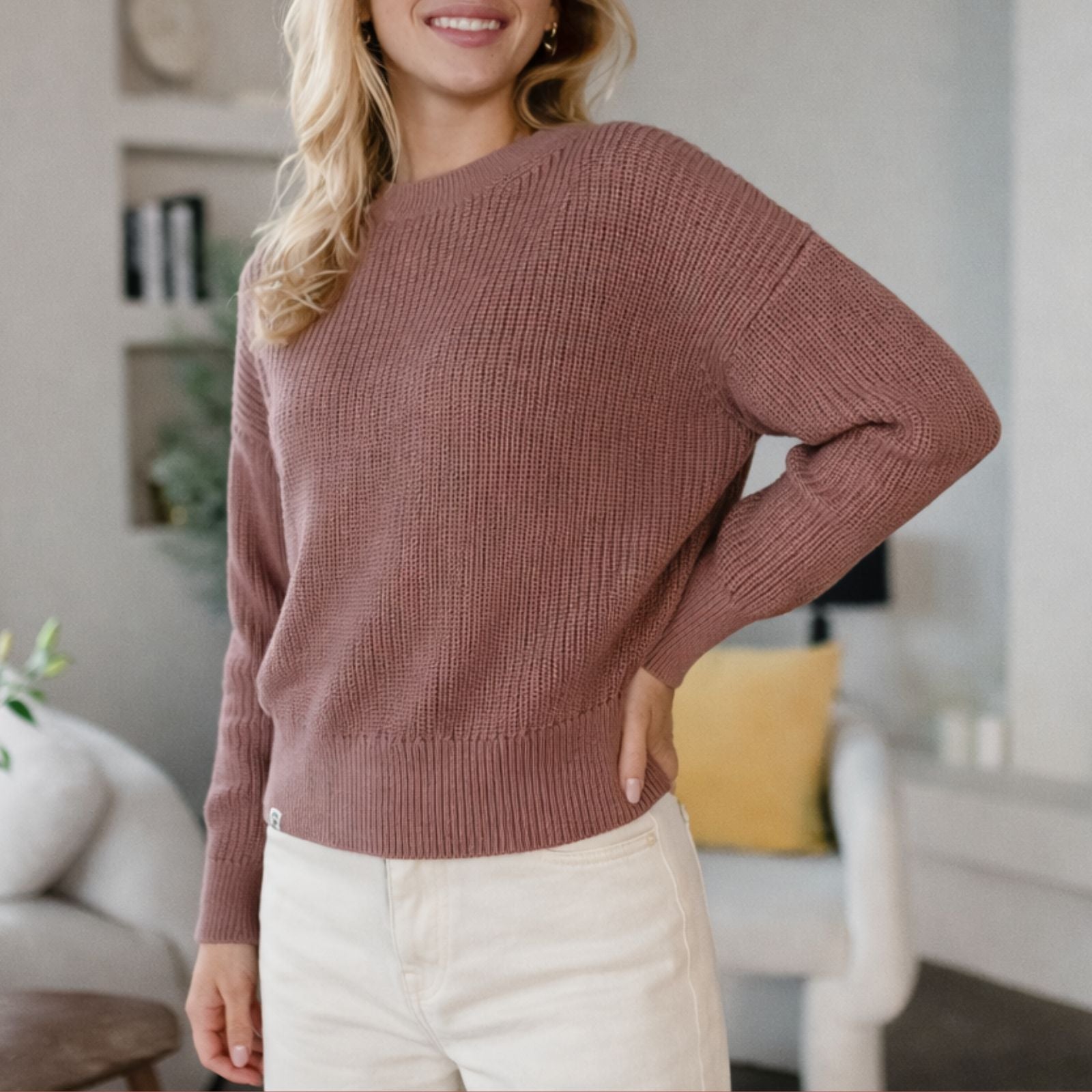 Nordlicht Mara Grobstrick Pullover Altrosa Bio-Baumwolle