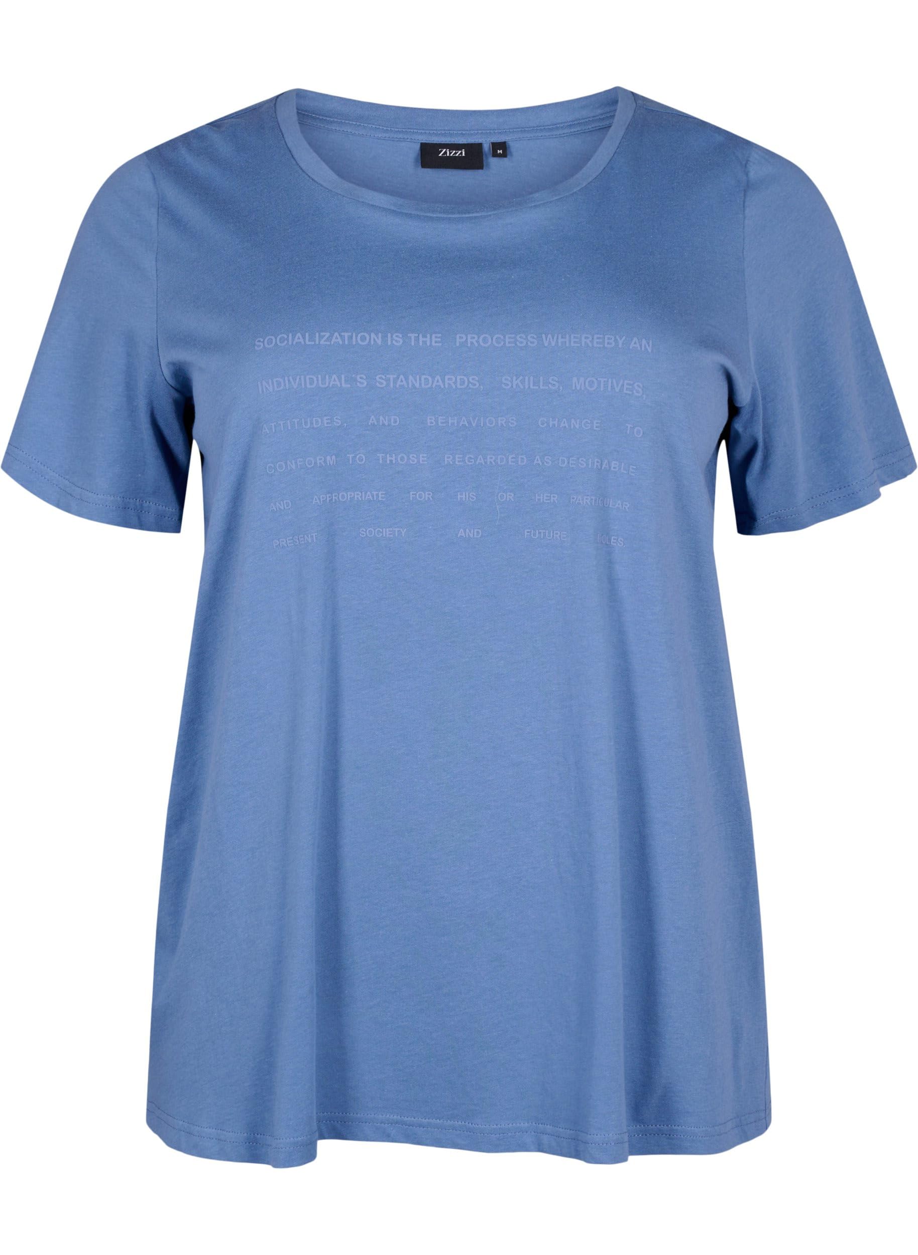 Zizzi T-Shirt Damen Baumwolle Rundhals Aufdruck Gr. 42-60