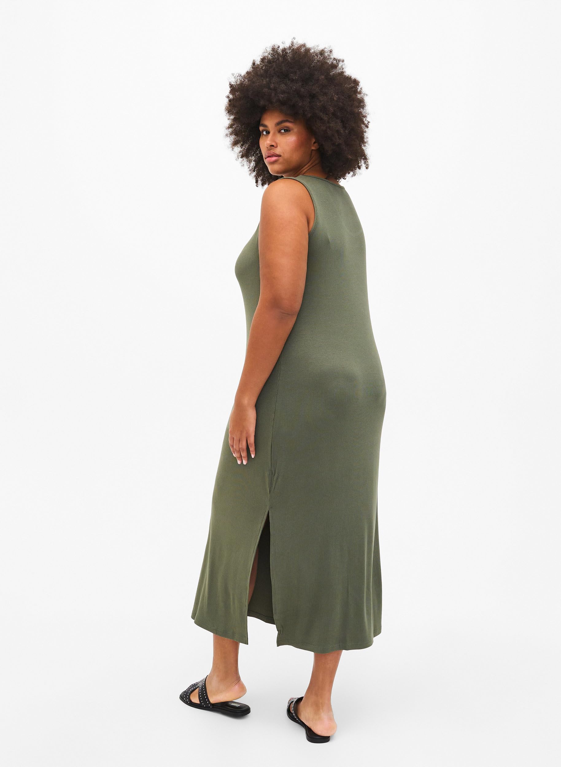 ZIZZI Dresses Trägerloses Rippen Kleid Viskose Lang Stretch