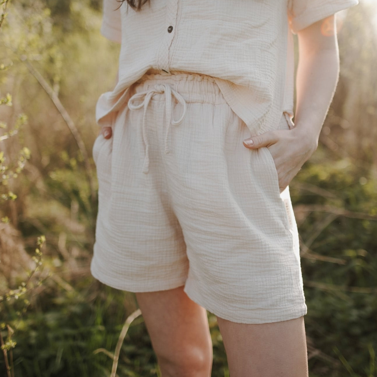 NORDLICHT Leja Musselin Shorts Natur Damen