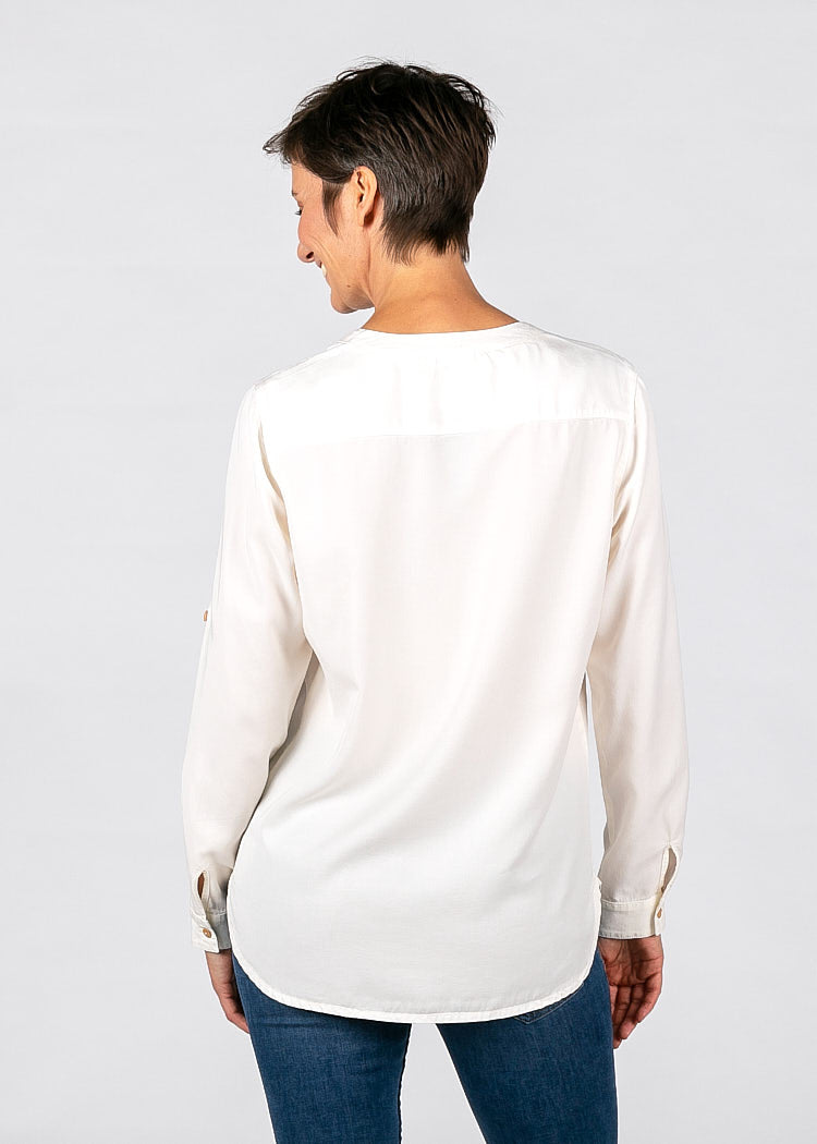 Wijld Bluse V-Ausschnitt Cream White Damenbluse Lyocell