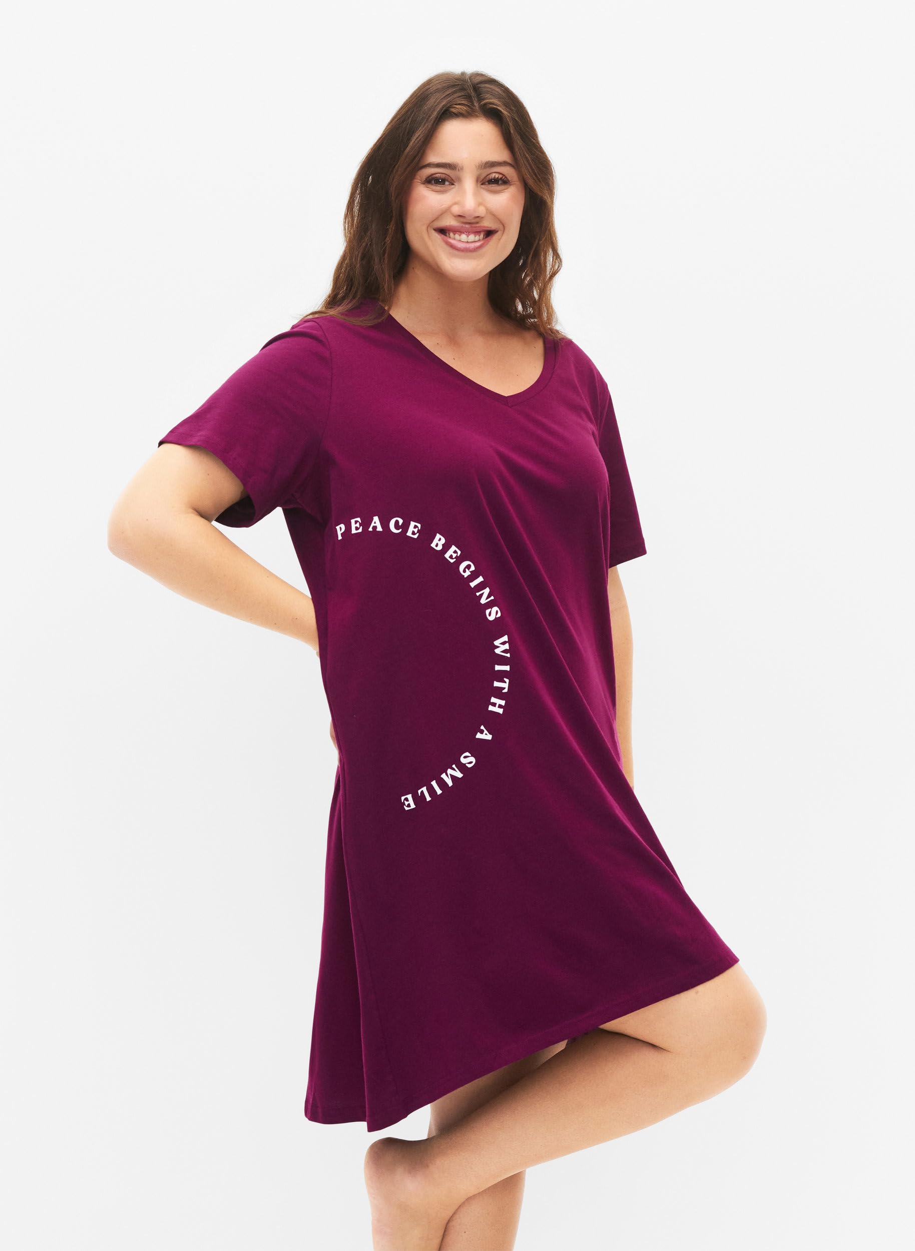 Zizzi Nightwear Nachthemd Kurzarm Bio-Baumwolle 2er Pack