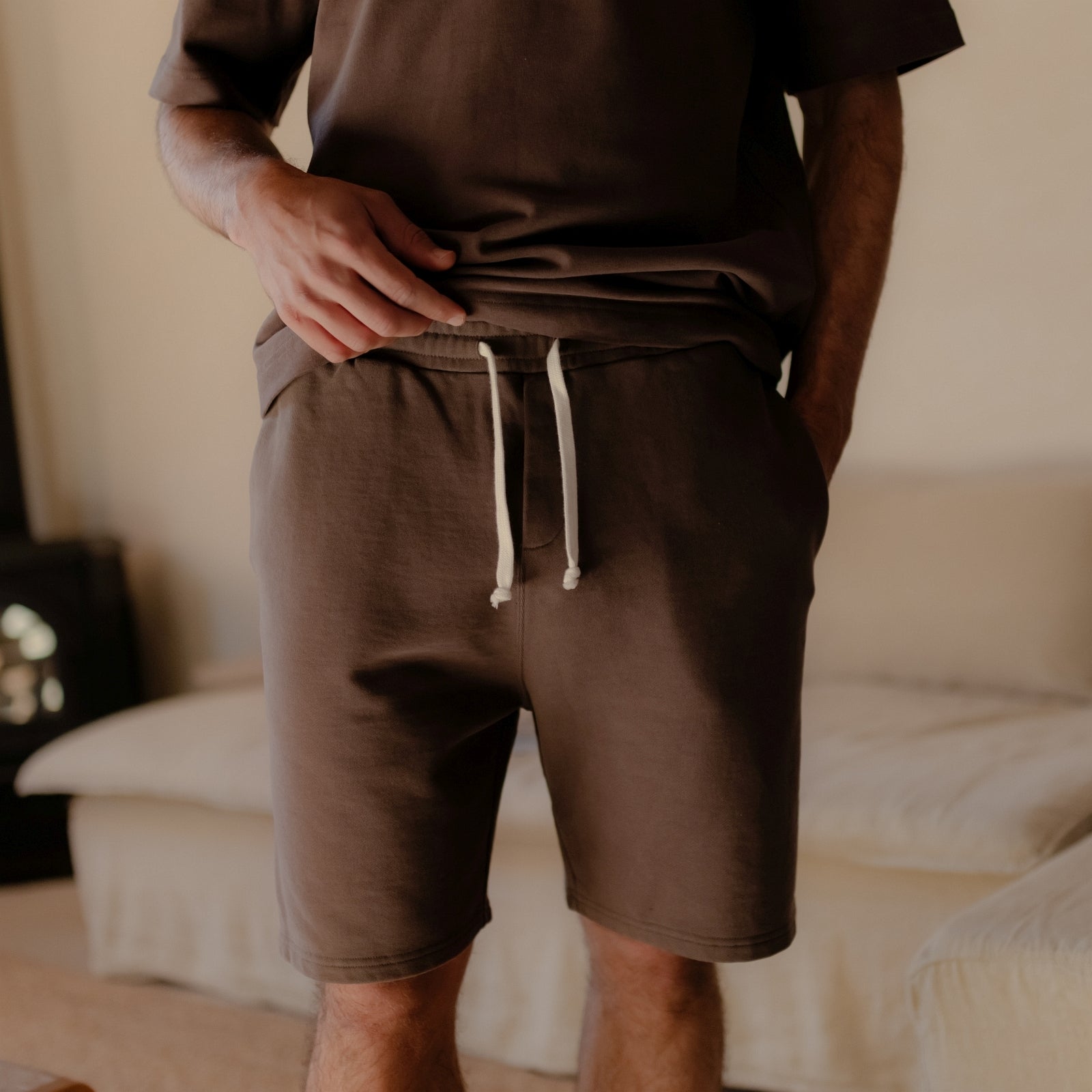 NORDLICHT Shorts Jarl Sweat Shorts Herren Dunkelbraun locker