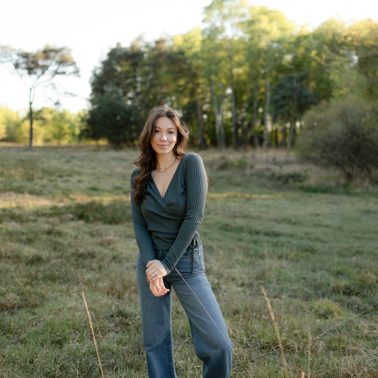 NORDLICHT Berit Wickelbluse Damen grün Tencel