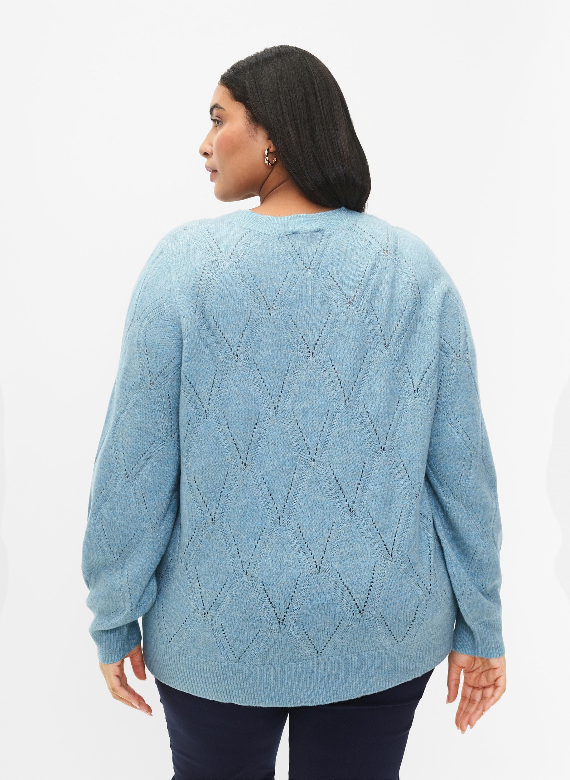 Zizzi Strickpullover Spitzenmuster Rundhals Große Größen