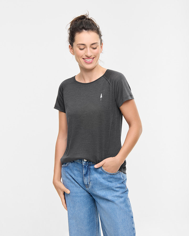 NIKIN TreeShirt Wool T-Shirt Damen Dark Anthracite Mel