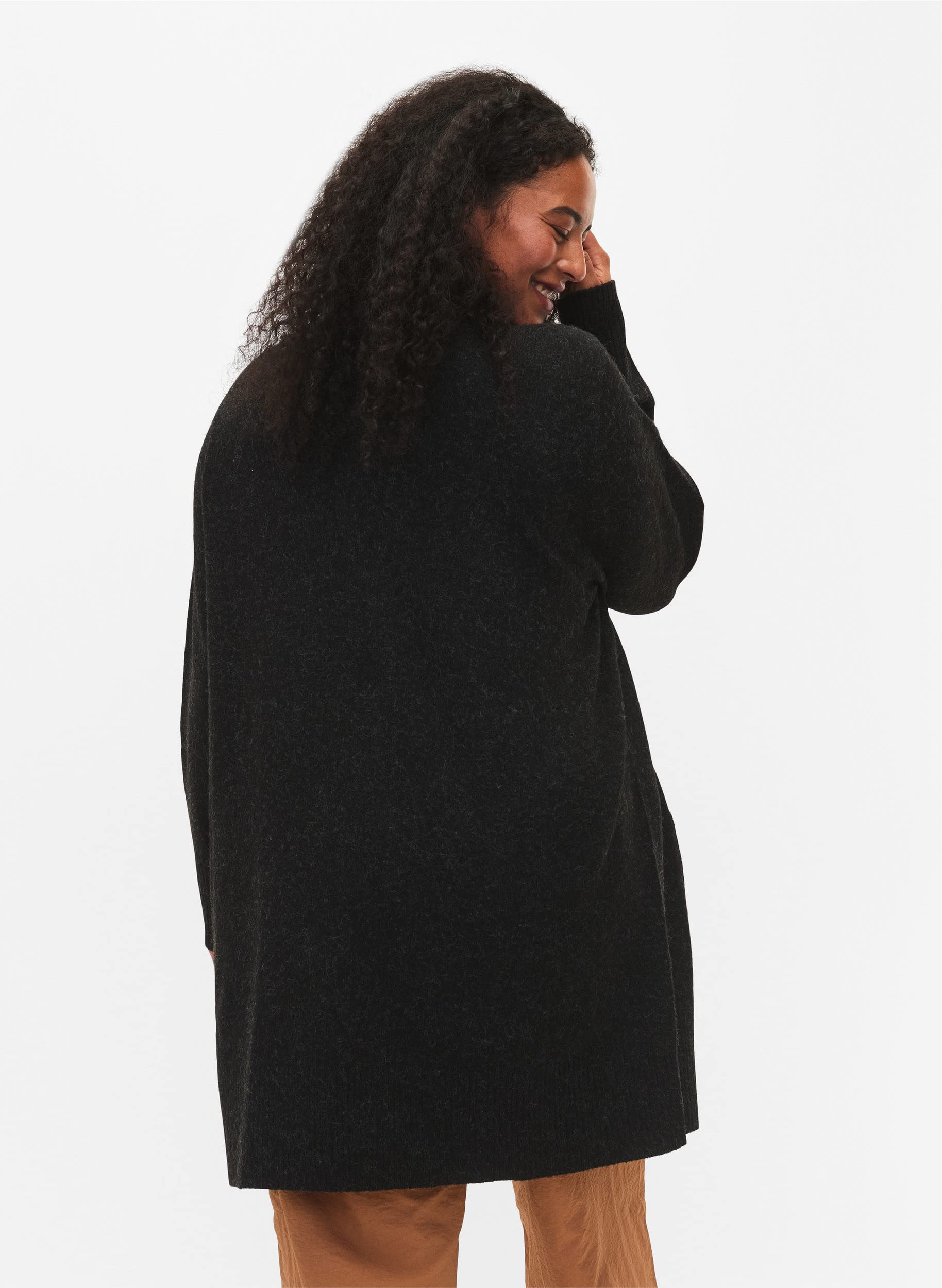 Zizzi Cardigan Lang Meliert mit Taschen Damen