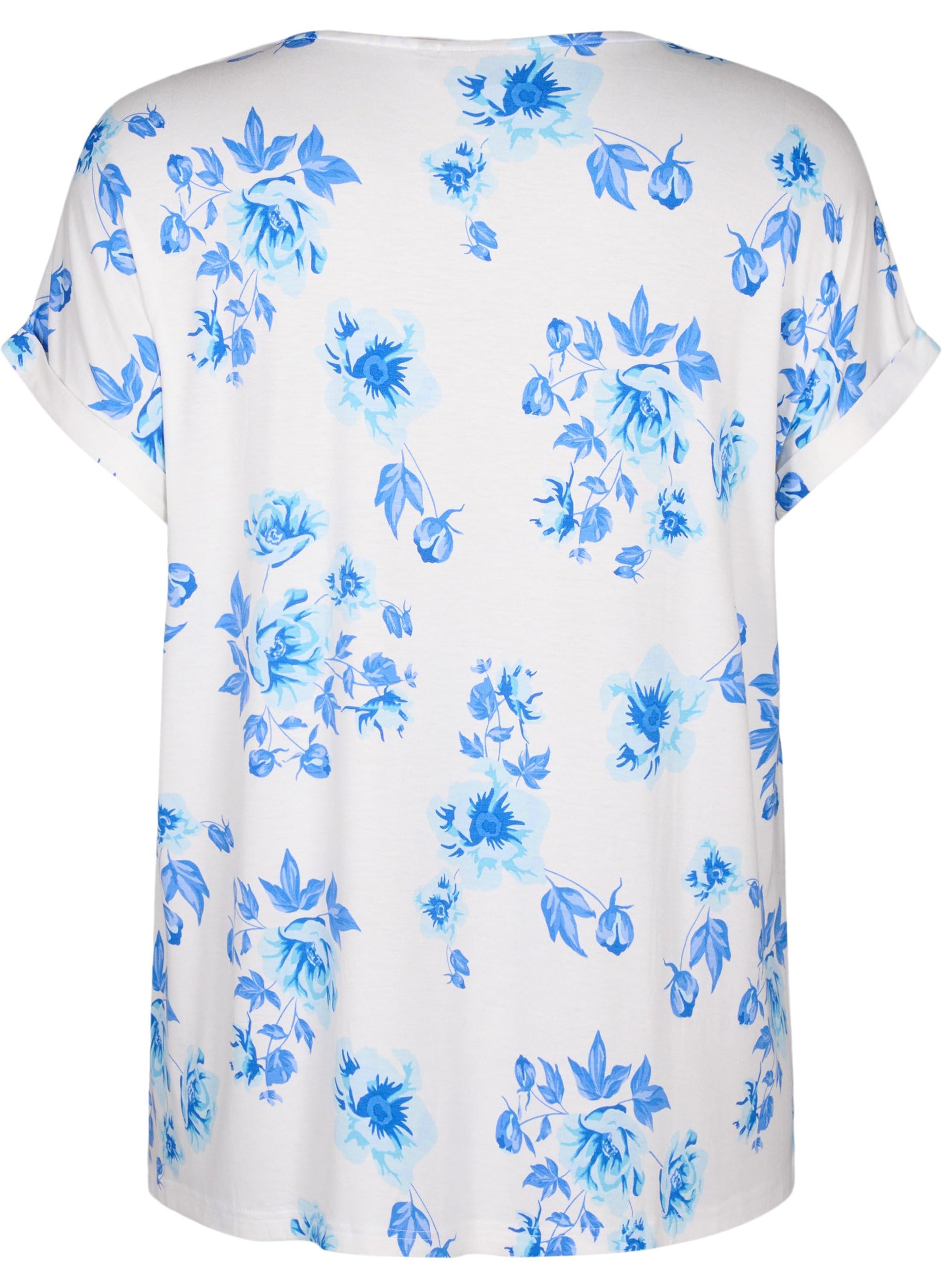 Zizzi T-Shirt Viskose Rundhals Blumenprint Große Größen 42–60