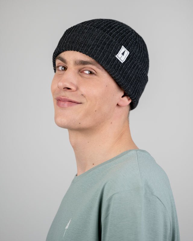 NIKIN Treeanie Ribbed Beanie Baumwolle Black Mel