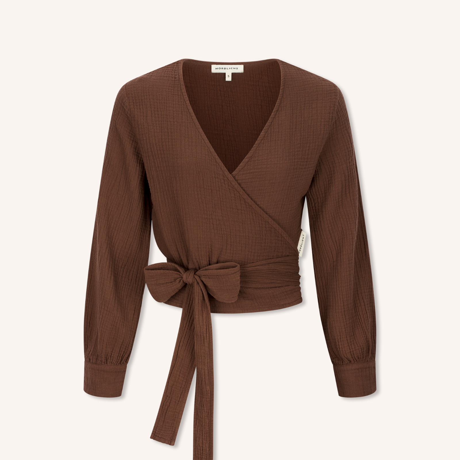 Nordlicht Freda Musselin Wickelbluse Braun M Bio-Baumwolle