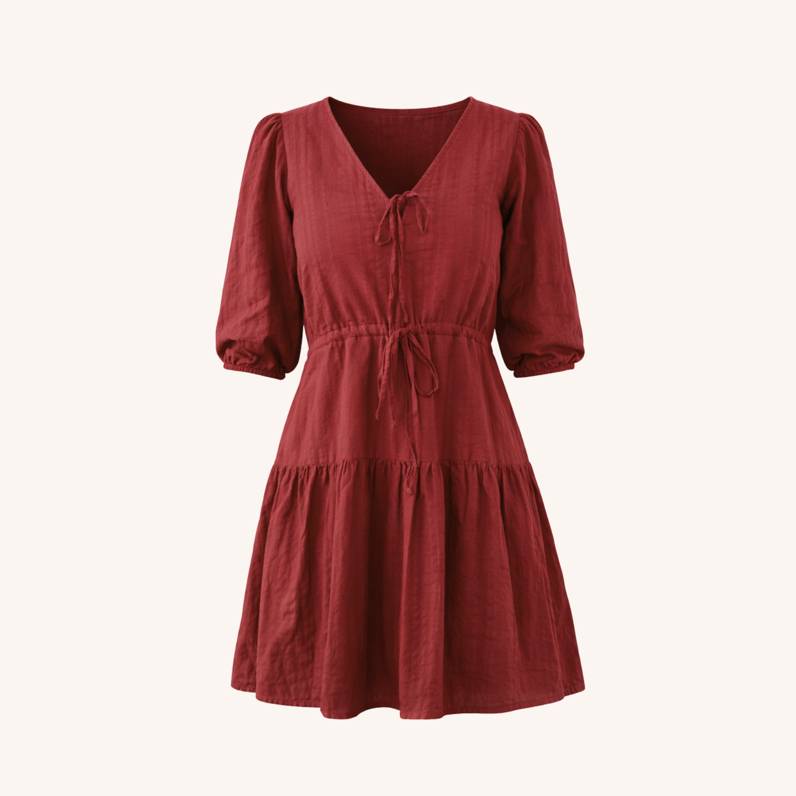 NORDLICHT Kaja Jacquardkleid Rot Bio-Baumwolle