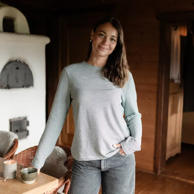 NORDLICHT Alva Oversize Langarmshirt Grün gestreift