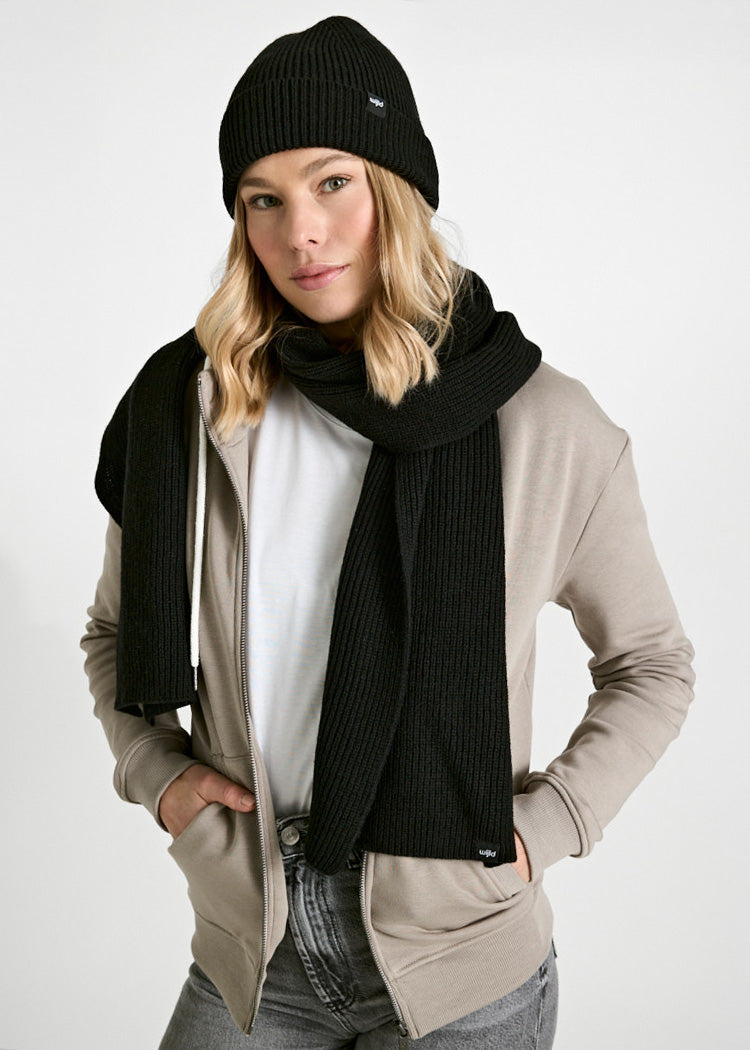 Wijld Kim Beanie Mütze Schwarz Recyclingwolle