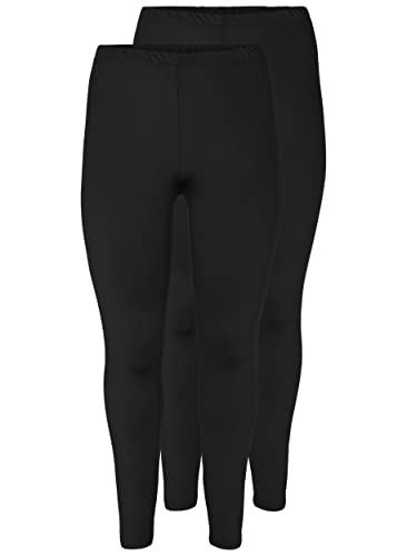 Zizzi Leggings Damen 2 Paar Basic Stretch Schwarz