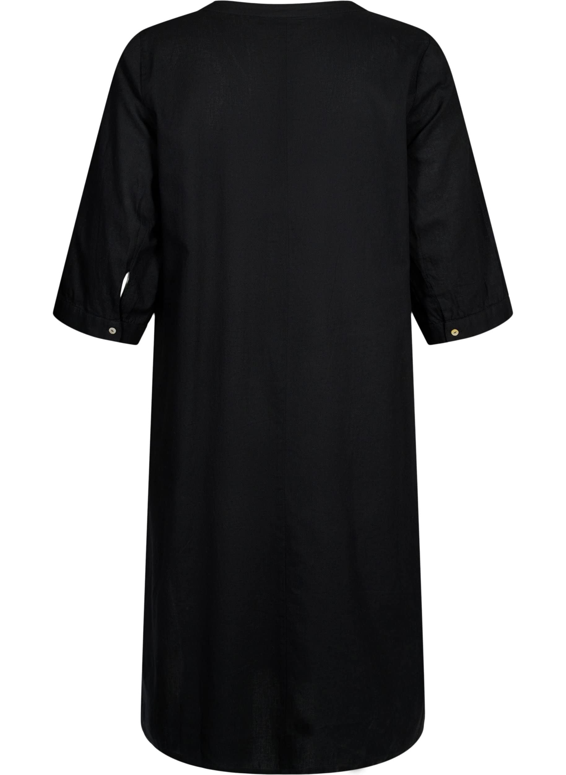 Zizzi Hemdkleid Damen 3/4-Arm Baumwolle Leinen