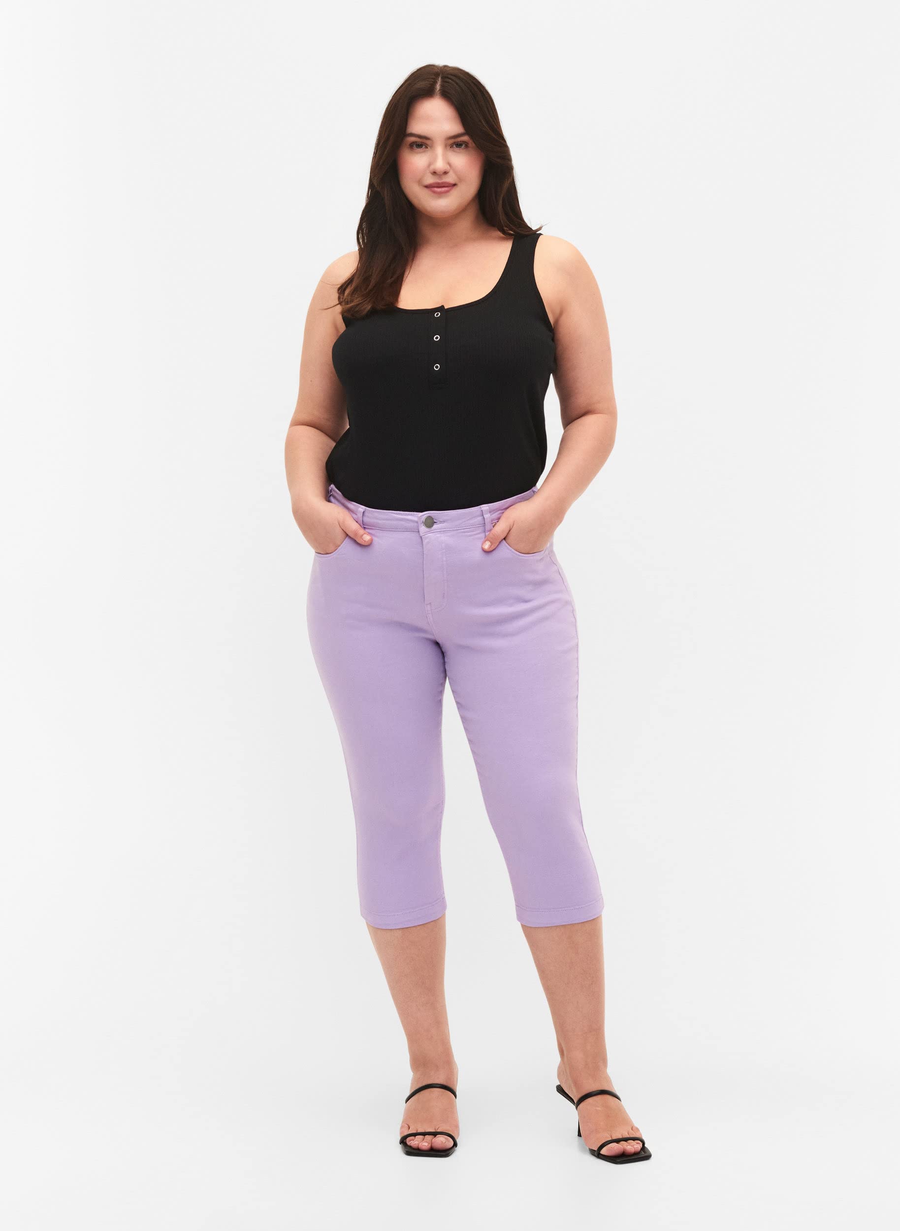 Zizzi Jeans Emily 3/4 Slim Fit Gr 56 Lavender