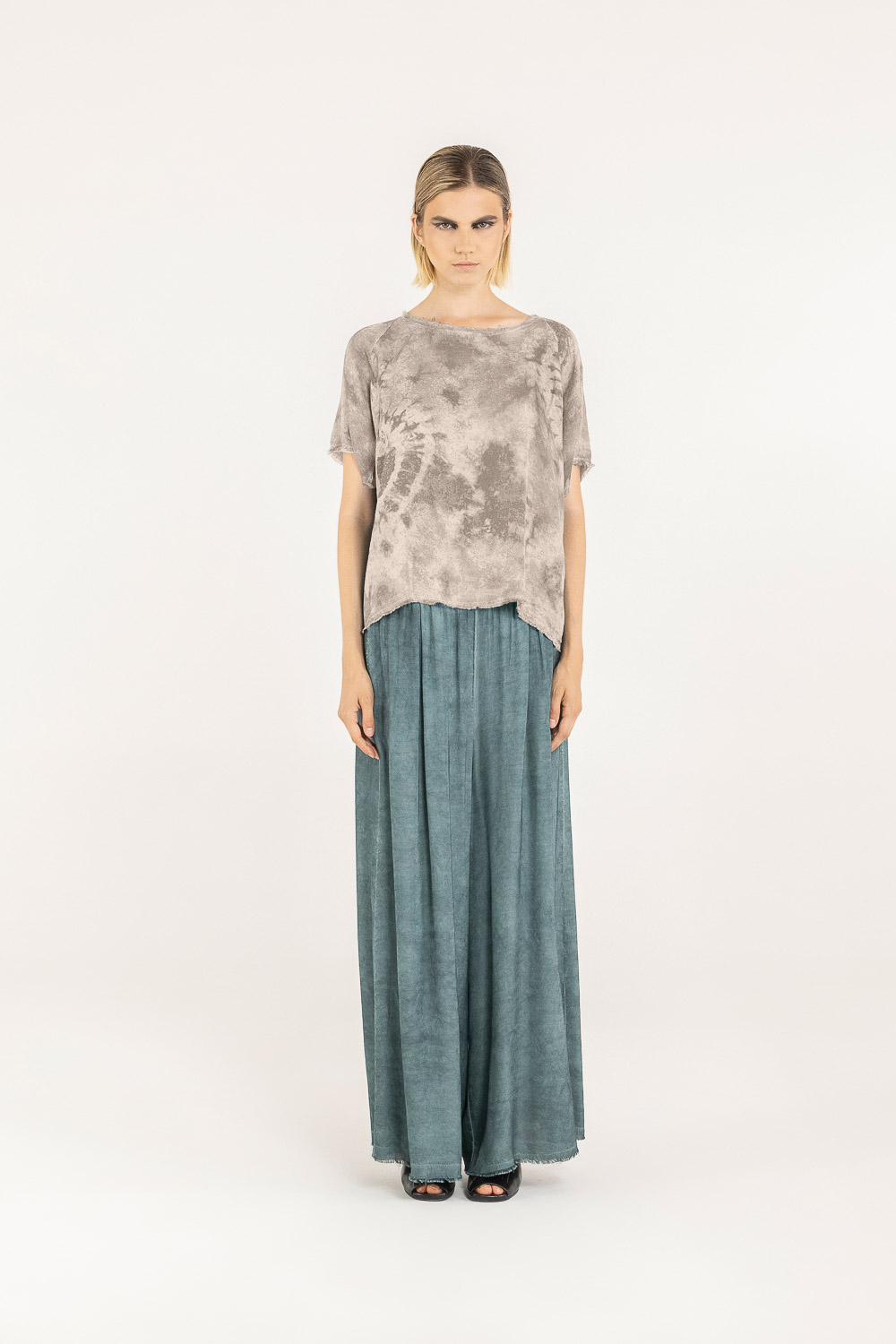 Sanctamuerte T-Shirt Boxy Tshirt Viskose-Satin Tie-Dye