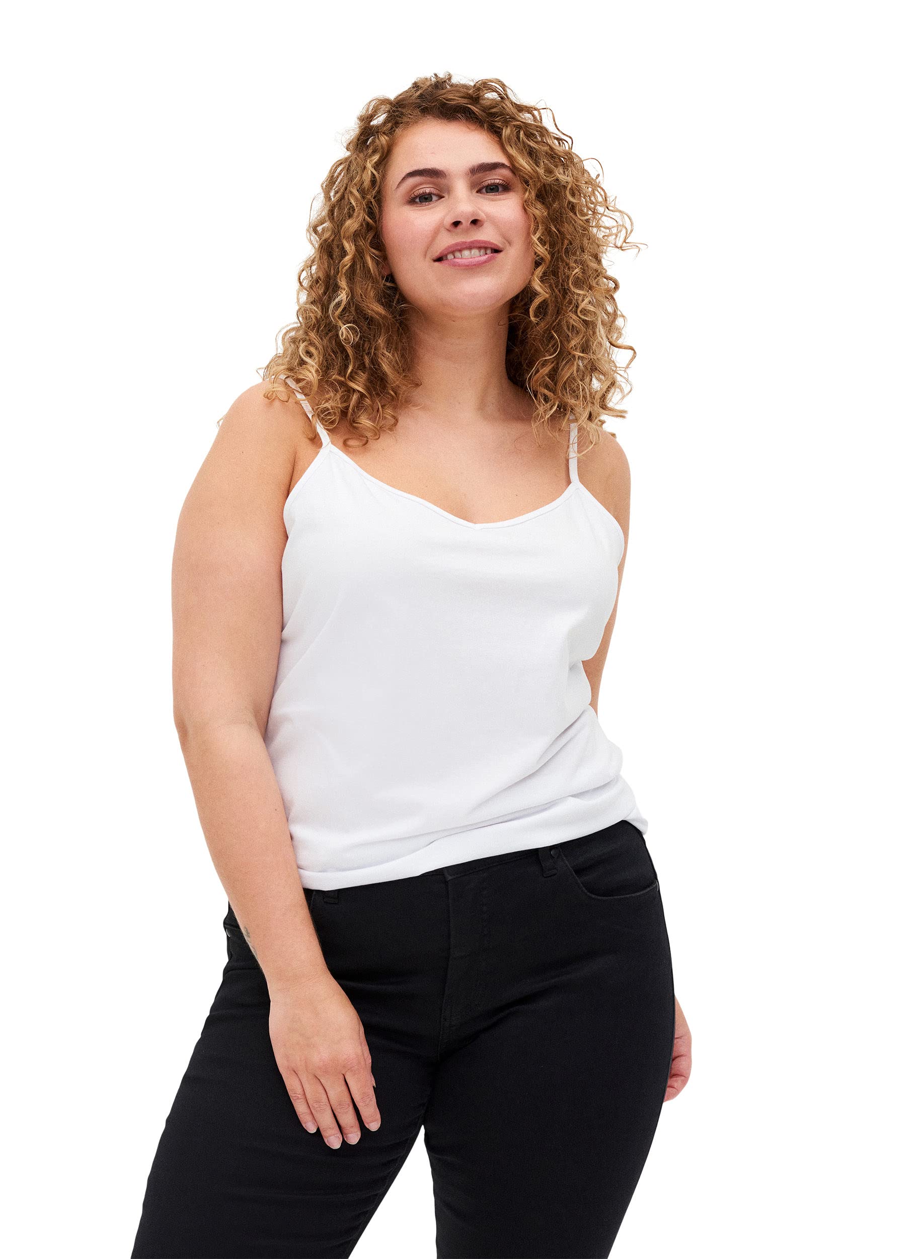 Zizzi 2er Pack Damen Tops V-Ausschnitt Baumwolle