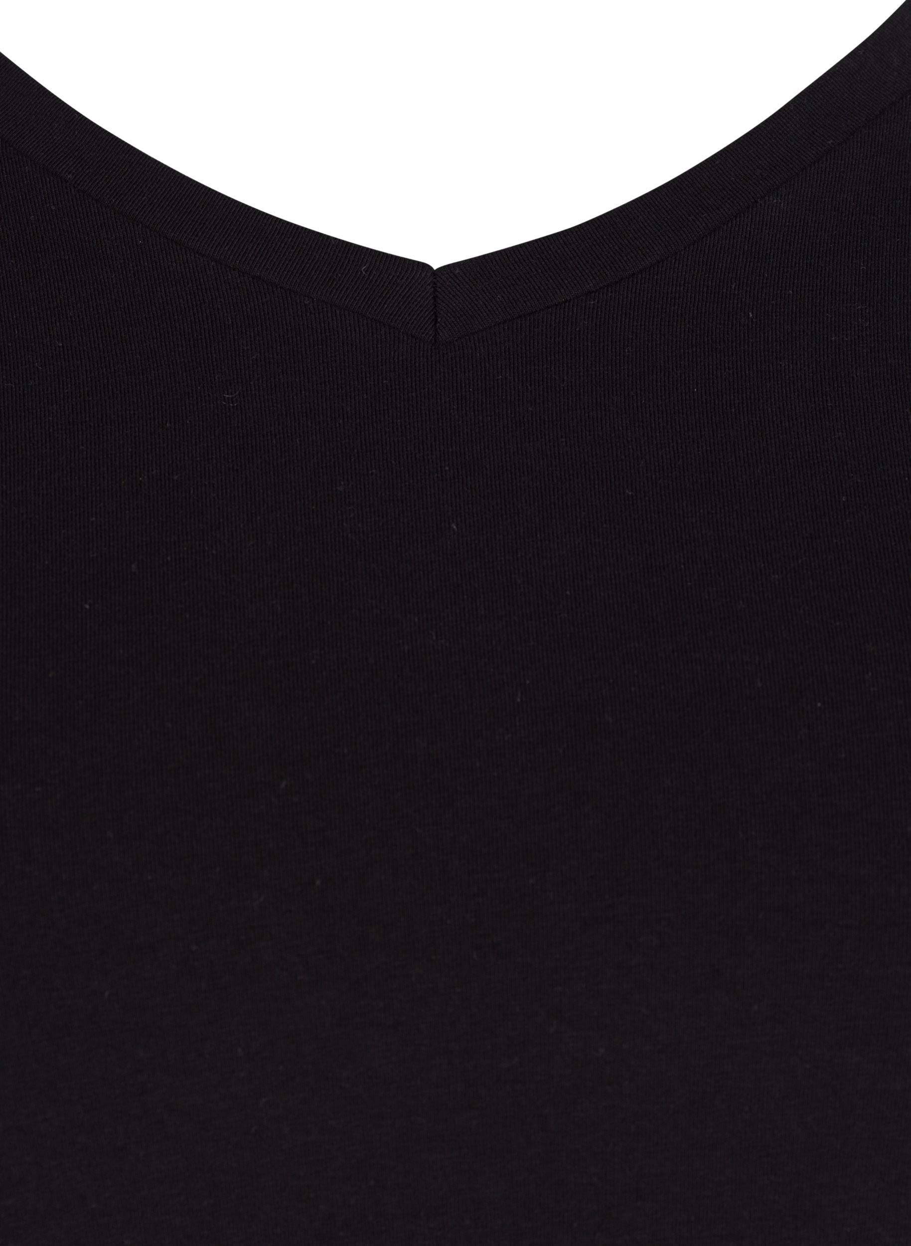 Zizzi Basic T-Shirt Große Größen Schwarz V-Ausschnitt