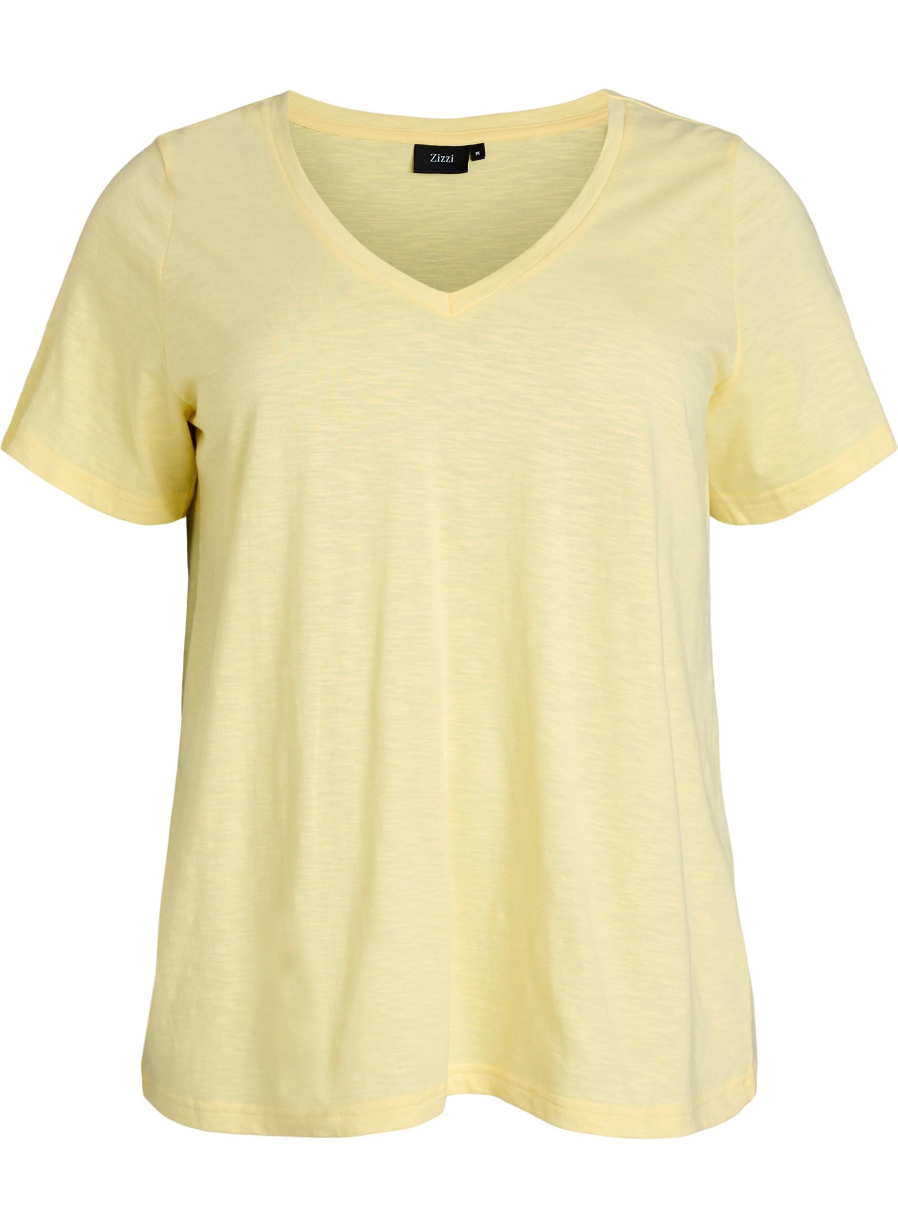 Zizzi Basic T-Shirt Baumwolle V-Ausschnitt Damen