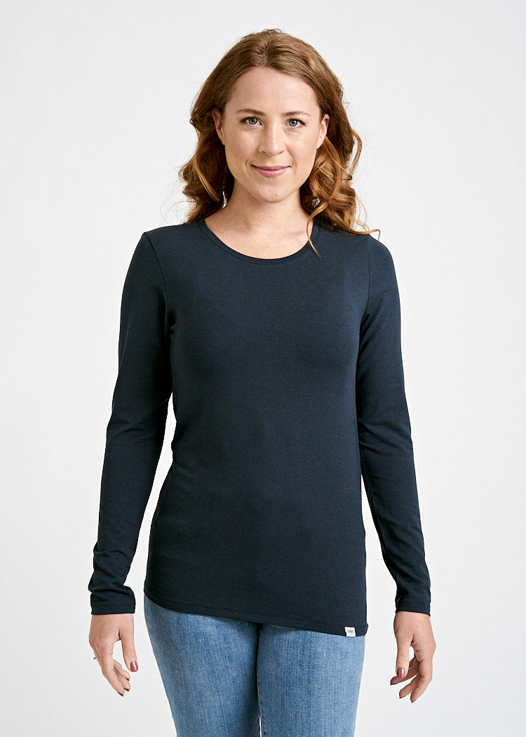 Wijld Maya Langarmshirt Carbon Damen aus Holz anliegend