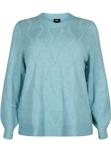 Zizzi Strickpullover Spitzenmuster Rundhals Große Größen