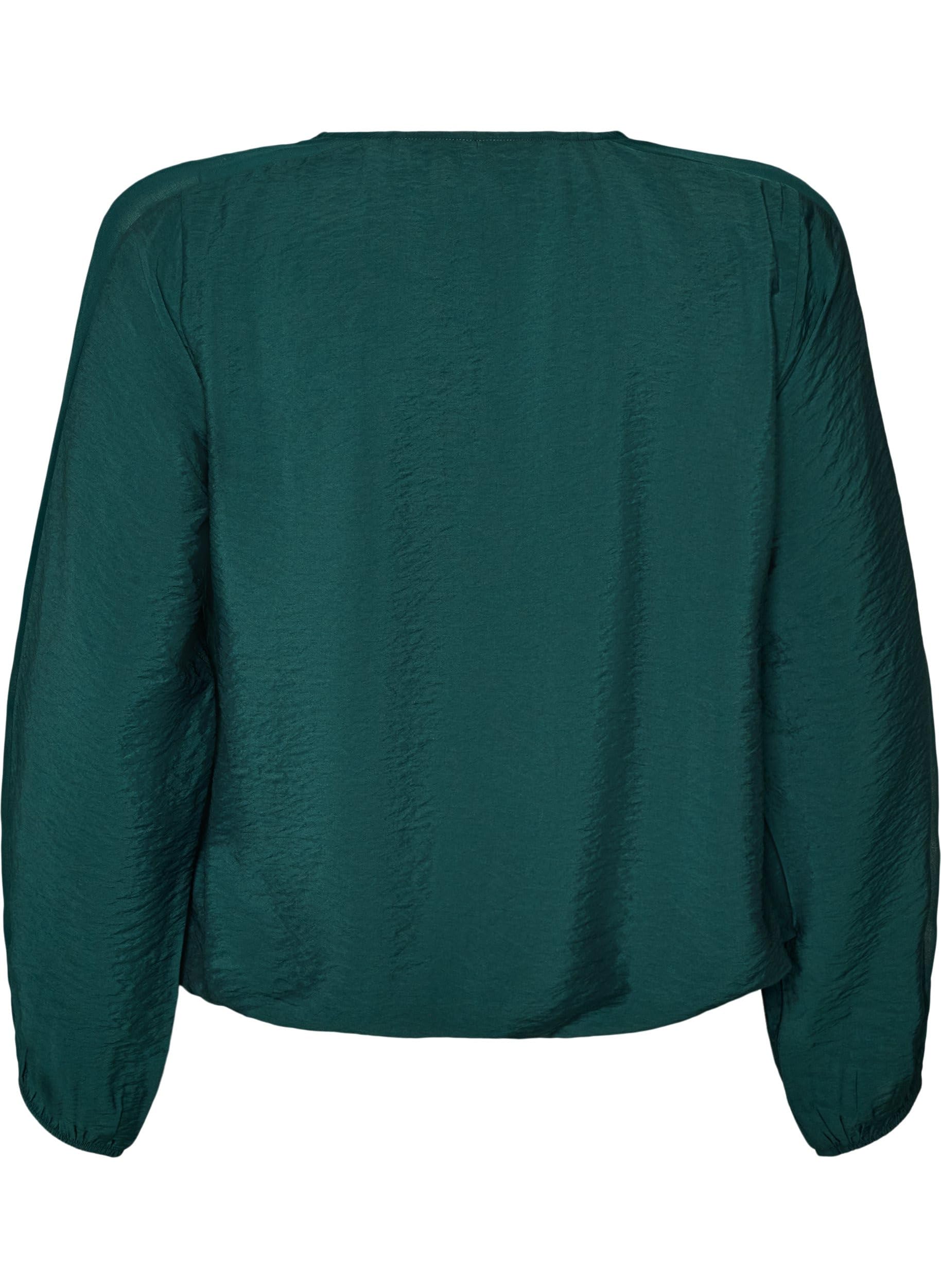 Zizzi Bluse Chiffon Langarm Ponderosa Pine Große Größen