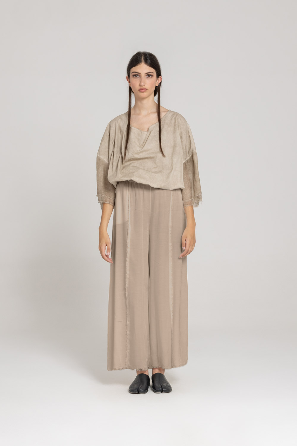 Sanctamuerte Pantaloni Palazzo Hose Viskose Satin Weit