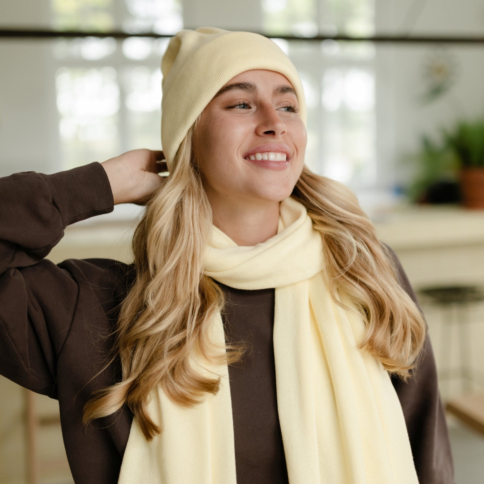 NORDLICHT Accessoires Mütze Jori Zitronengelb Baumwolle