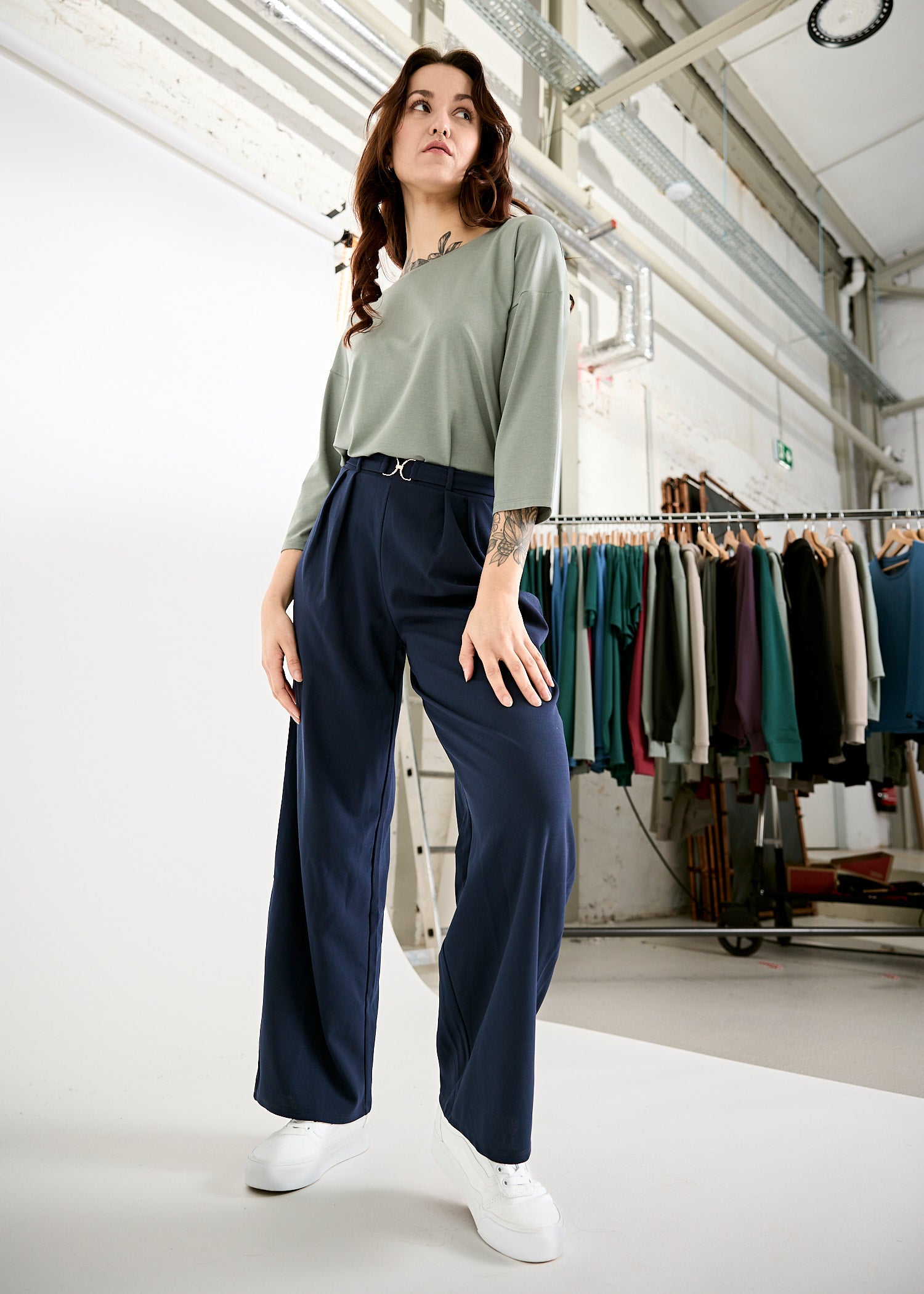 Wijld Christin Damen Langarmshirt Agave Green Lyocell