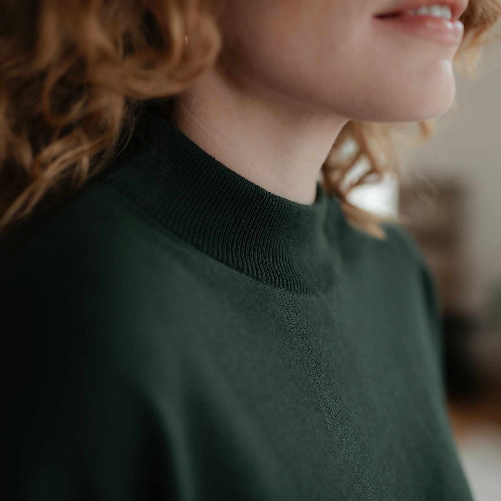 NORDLICHT Tarja Feinstrick Pullover Bio-Baumwolle Grün M