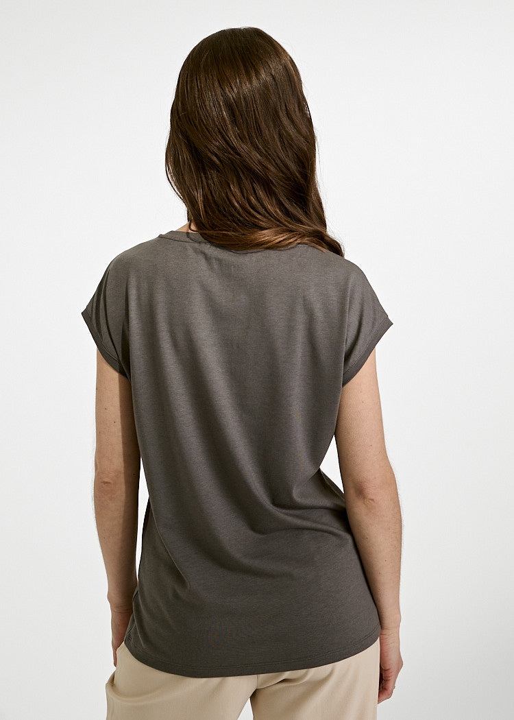 Wijld WoodShirt Elena Damen T-Shirt Granit Gray Lyocell