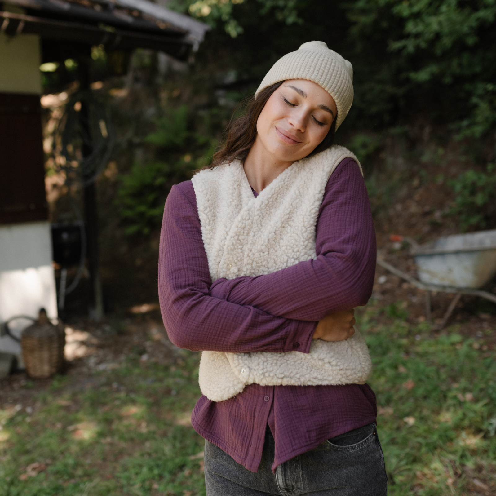 NORDLICHT Freya Feinstrick Mütze Natur Recyclingwolle