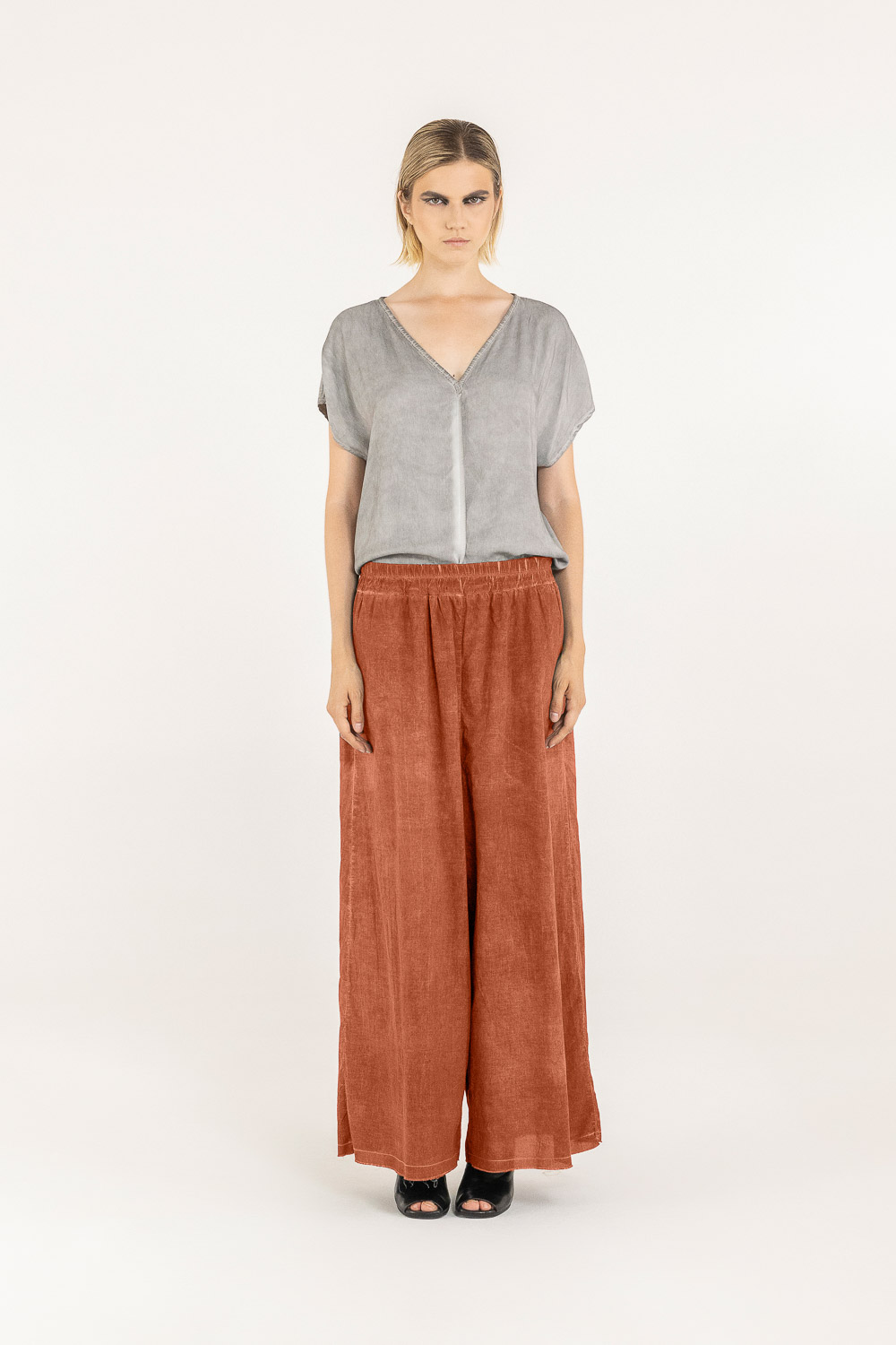 Sanctamuerte Pantaloni Palazzo Hose Baumwolle Seide