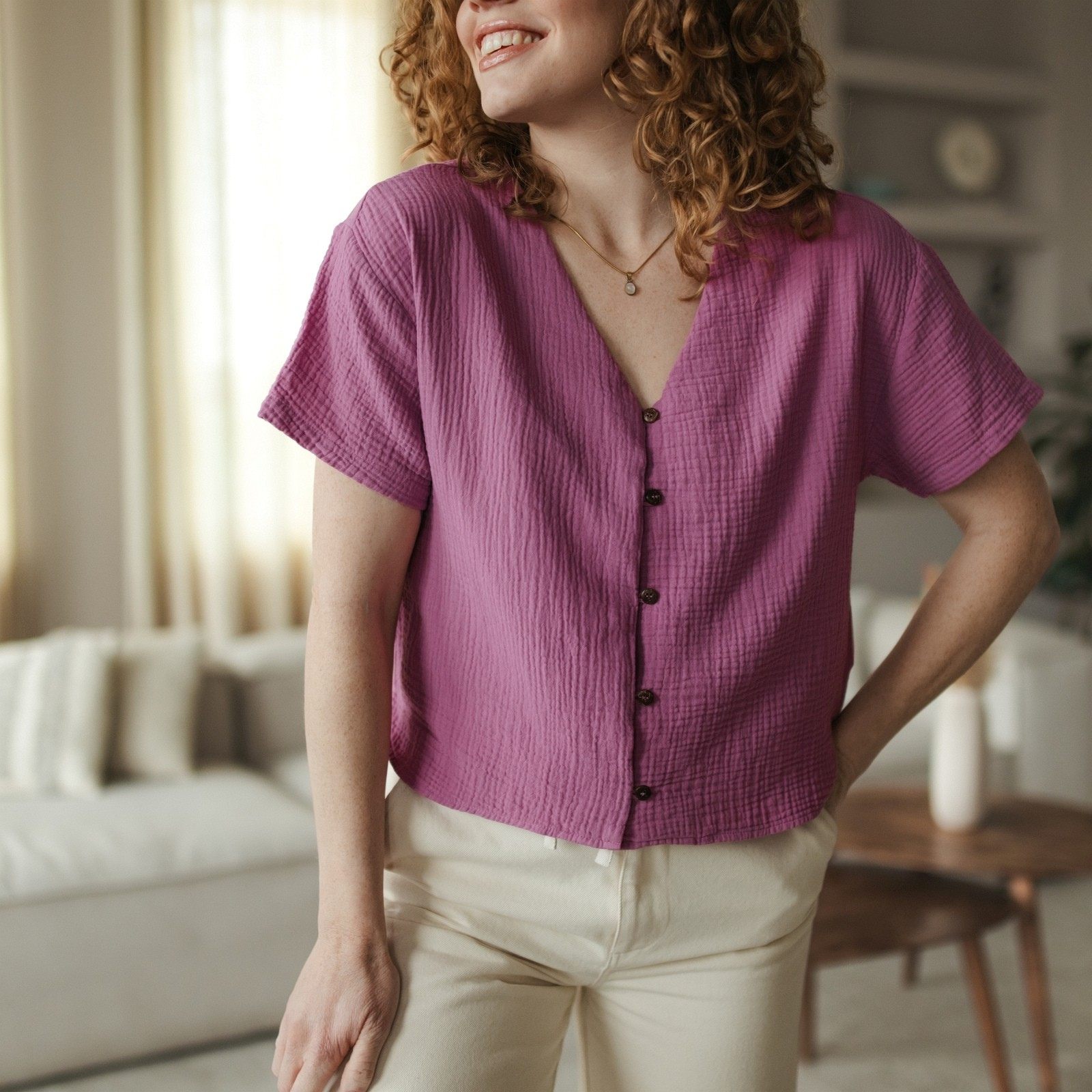 Nordlicht Freja Musselin Shirt Kurzarm Gr. M