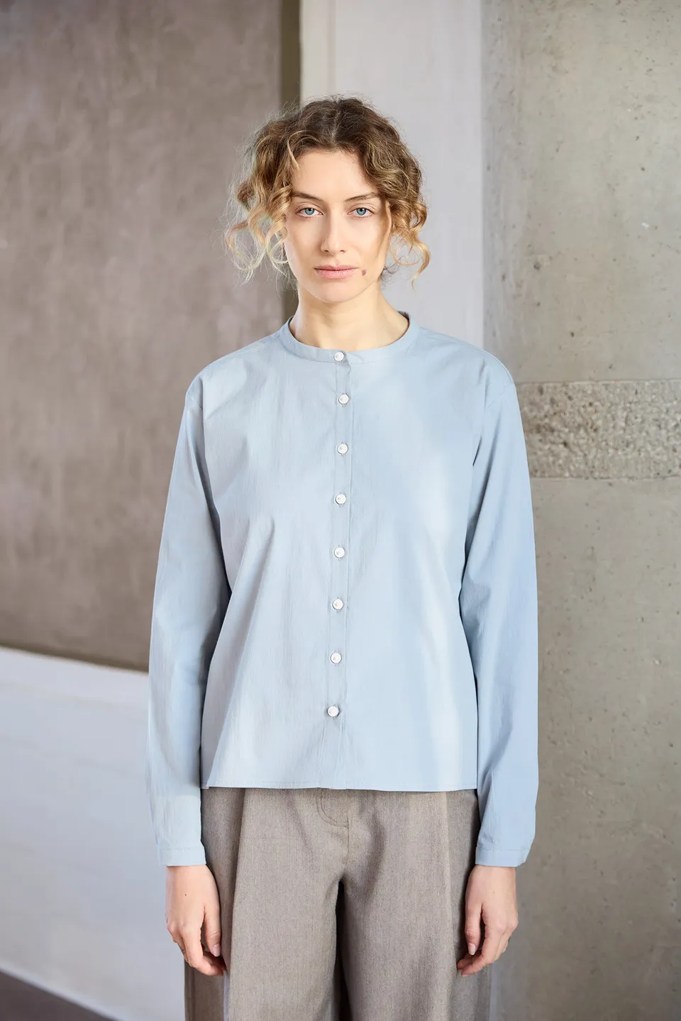 Christiane Strobel VALESKA Hemdbluse Bio-Baumwolle blau