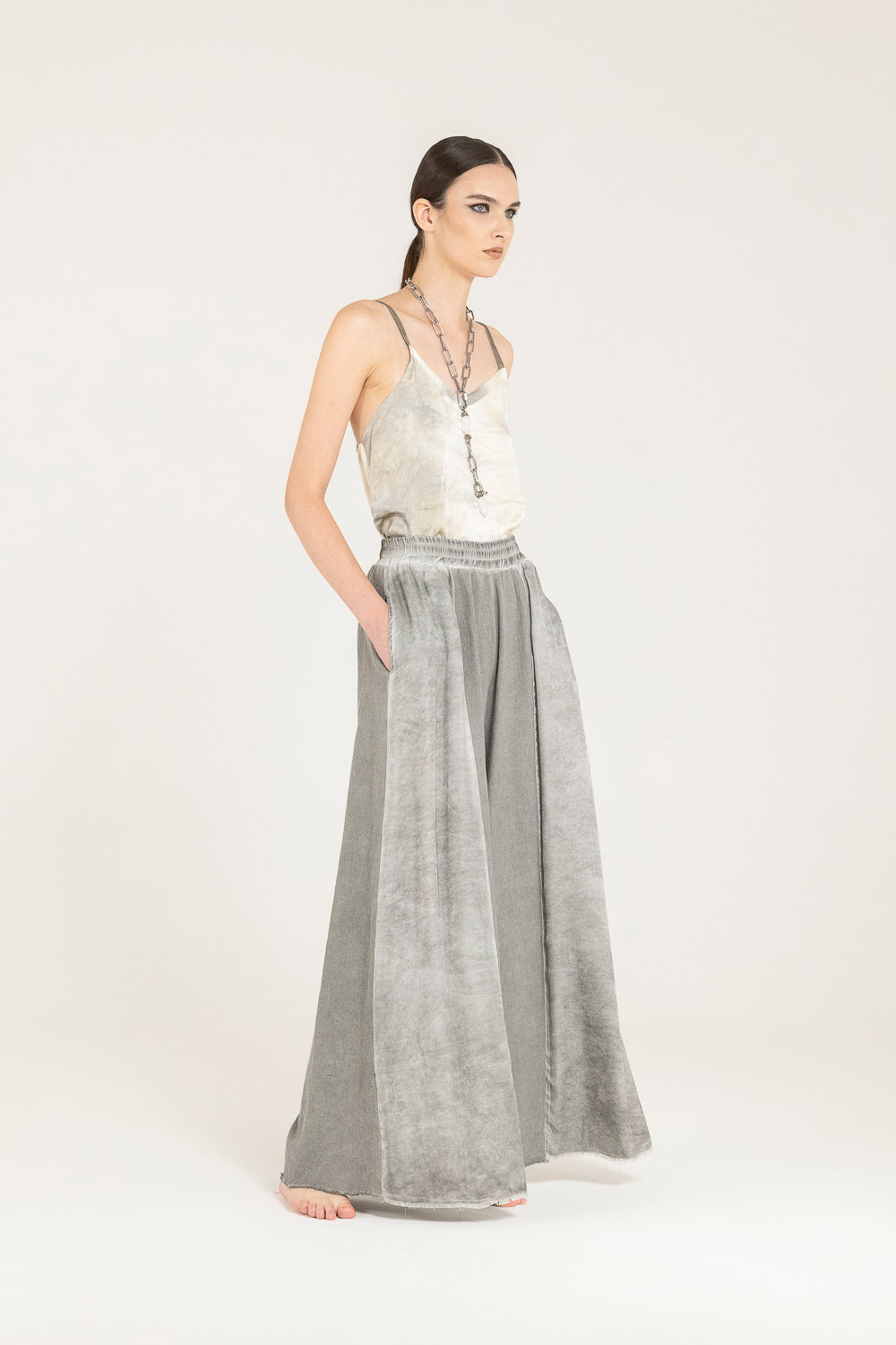 Sanctamuerte Pantaloni Palazzo Hose Baumwolle Weit