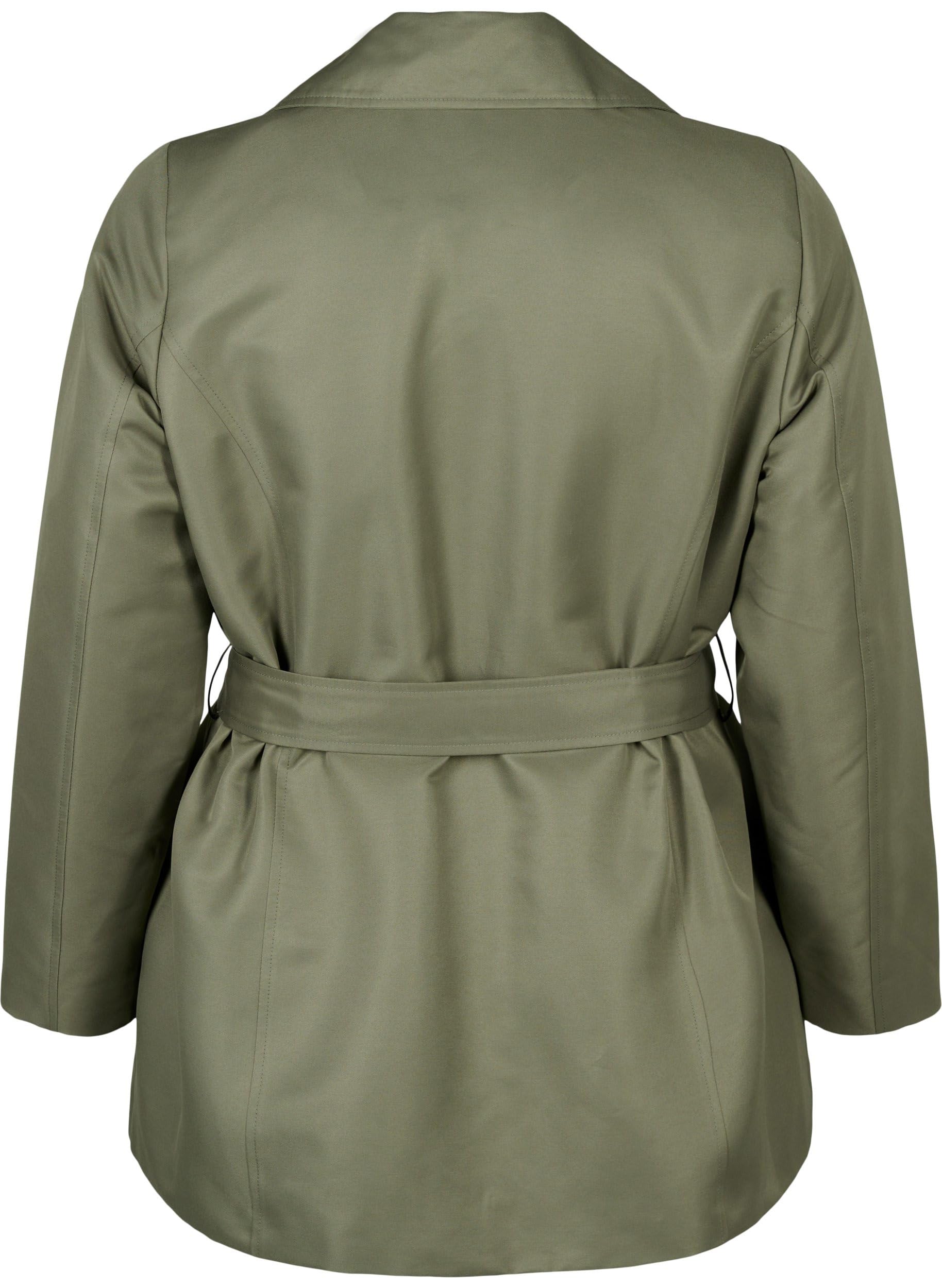 Zizzi Trenchcoat Kurz Gürtel Große Größen 42-60