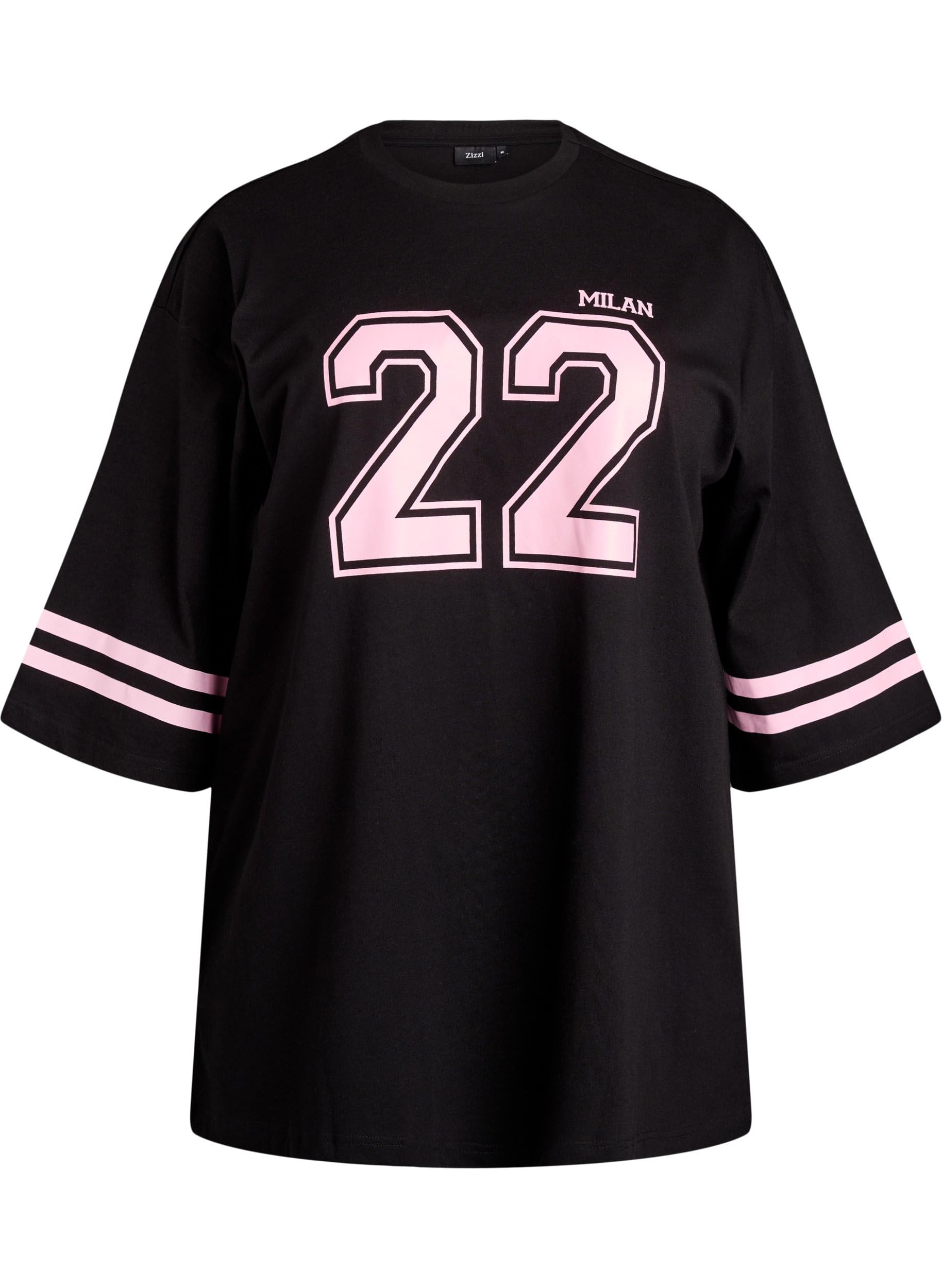 Zizzi T-Shirt Oversize Baumwolle College 3/4-Arm